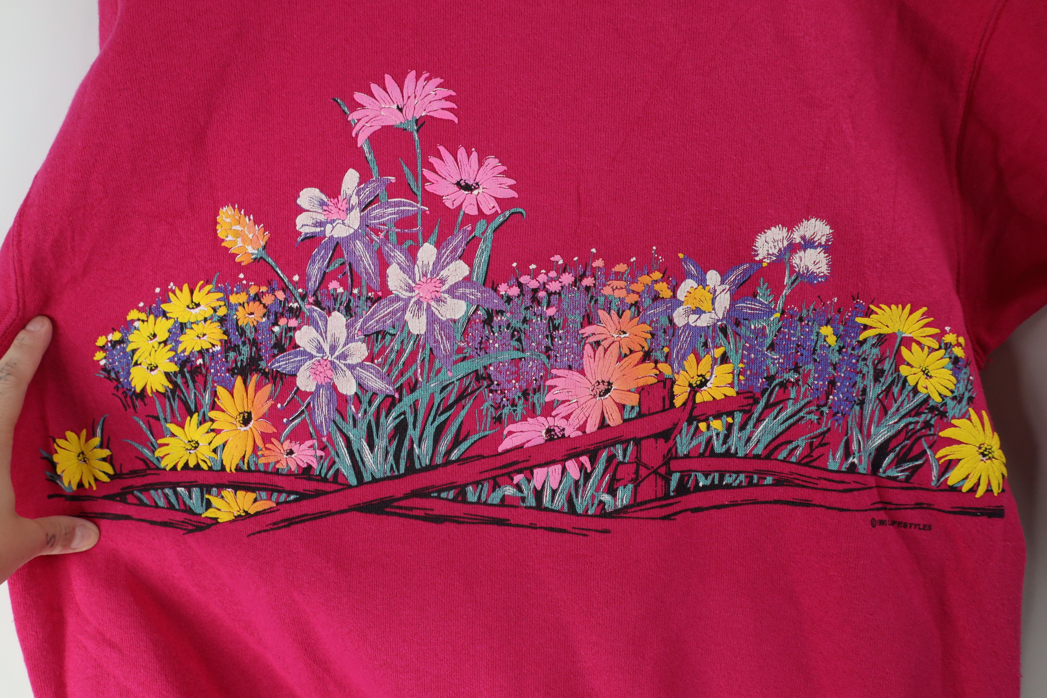 Vintage Vintage 90s Streetwear Island Flower Collared Sweatshirt USA Size L / US 10 / IT 46 - 11 Thumbnail