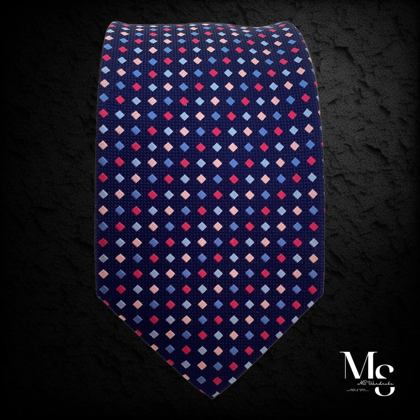 Charles Tyrwhitt CHARLES TYRWHITT XL Blue Gold Geometric Luxury Silk Tie W: 3 Size ONE SIZE - 5 Thumbnail