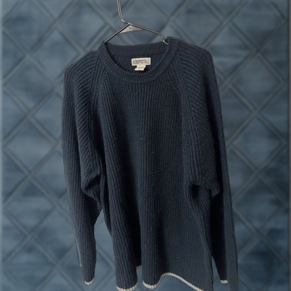 Vintage Aeropostale Sweater Men XL Navy Blue Pullover Acrylic Logo Tight-Knit Crew Neck Mens Size US XL / EU 56 / 4 - 1 Thumbnail