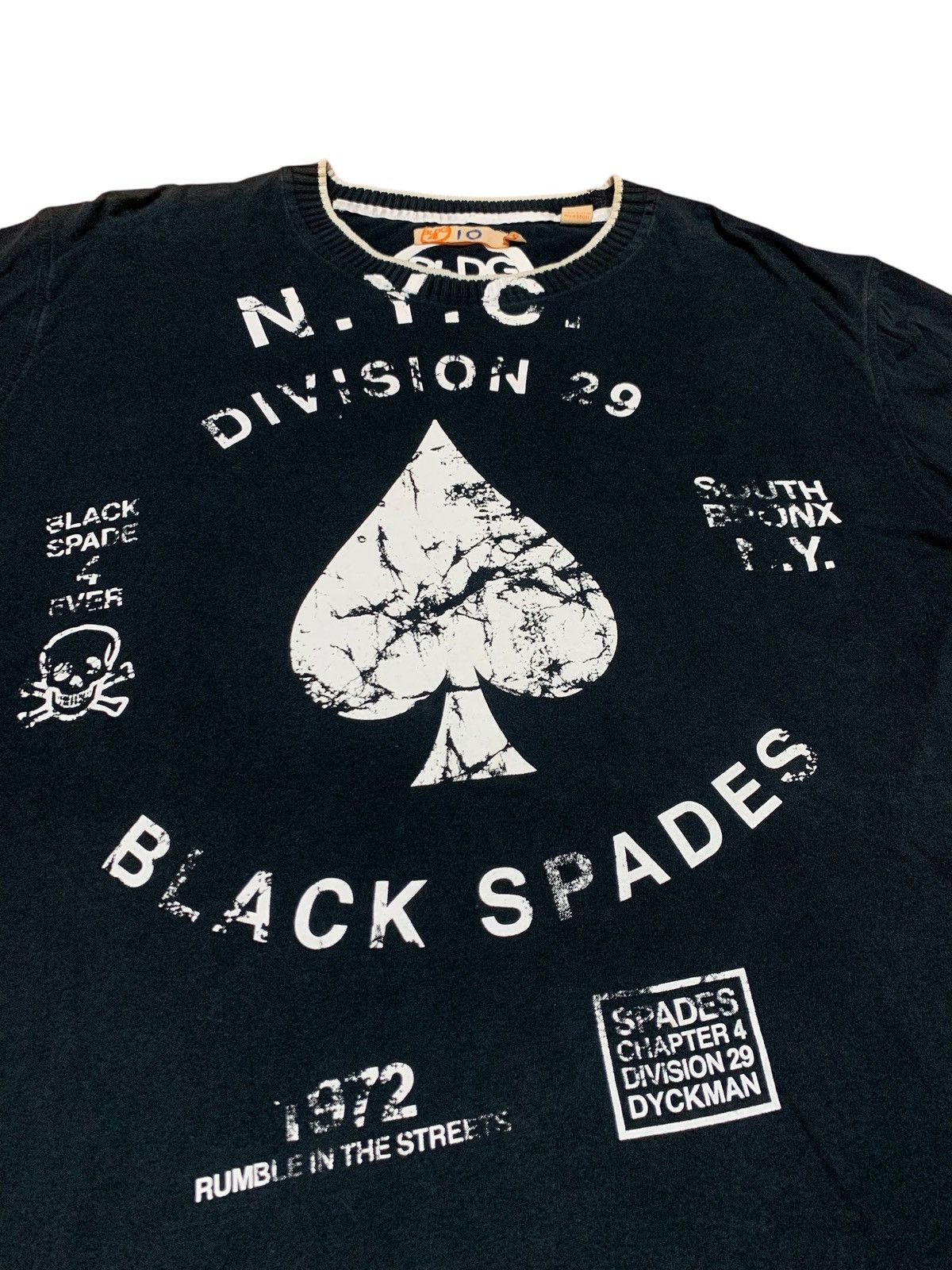 Japanese Brand Black Spade Tshirt NYC Division 29 Vintage 1972 Size US XXL / EU 58 / 5 - 2 Thumbnail