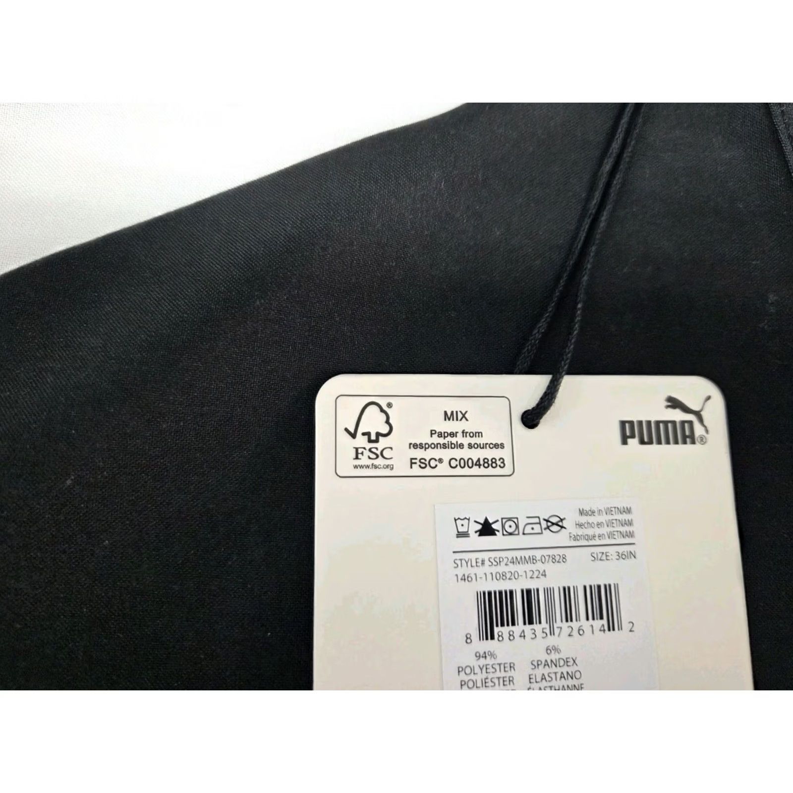 Puma PUMA Mens Black/White Stripe Board Shorts Drawstring Back Pocket Zip 36 #8605 Size US 36 / EU 52 - 6 Thumbnail