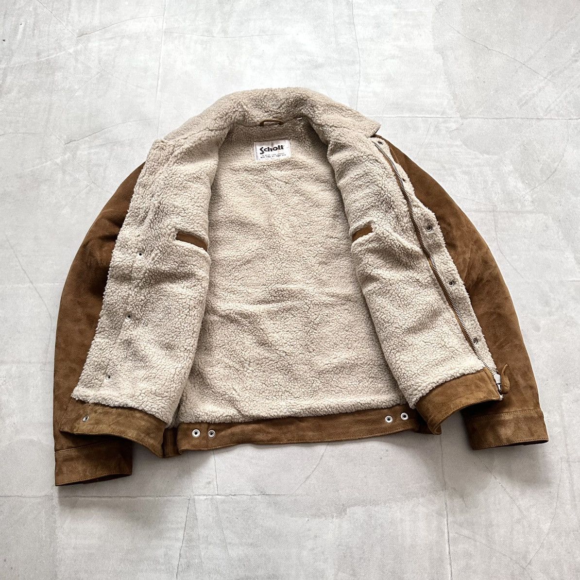 Schott Schott NYC Goat Suede Rancher Trucker Jacket Sherpa Avirex Size US S / EU 44-46 / 1 - 11 Thumbnail
