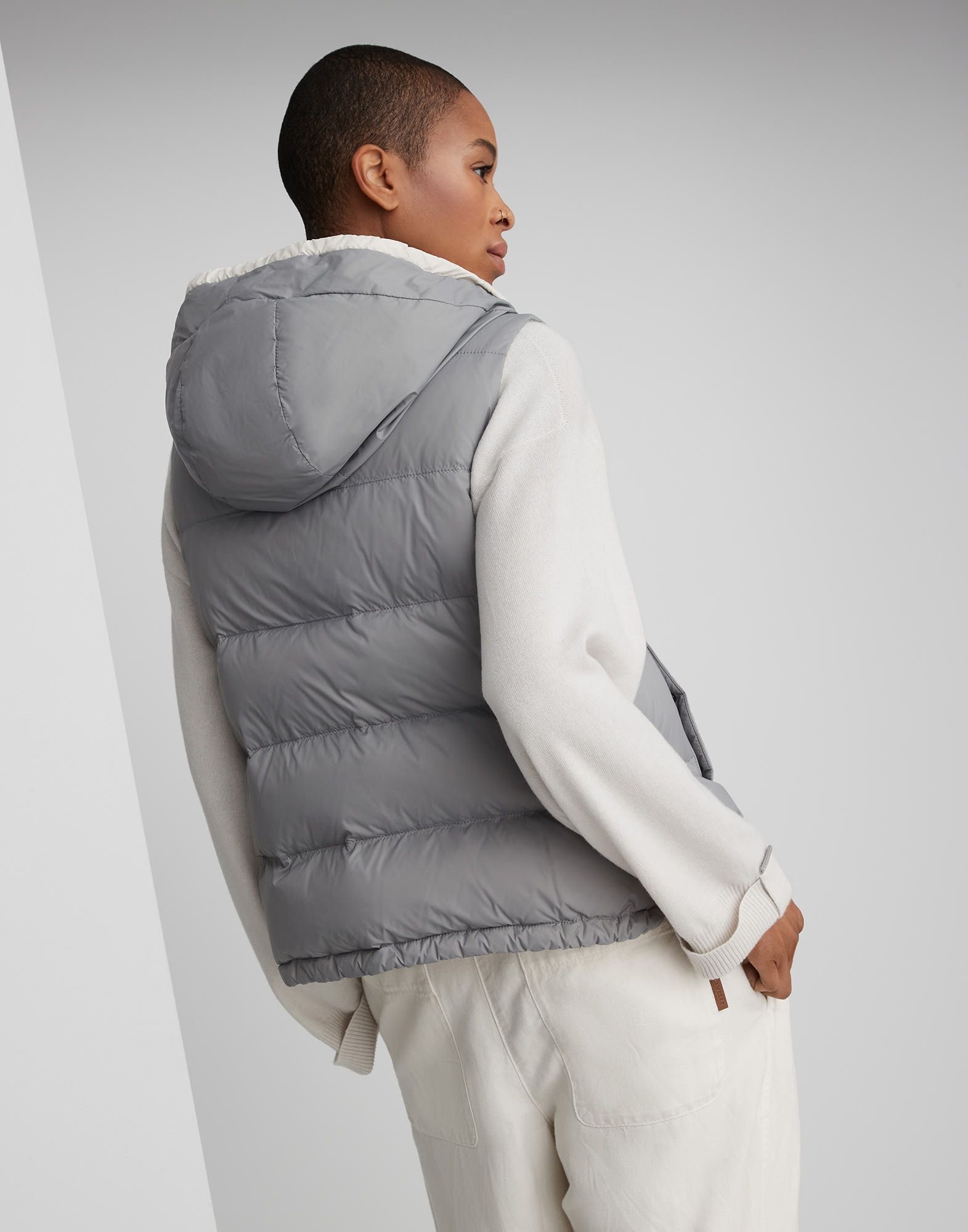 Brunello Cucinelli o1la1rc1a0425 Wr Padded Vest in Light Grey Size L / US 10 / IT 46 - 4 Thumbnail