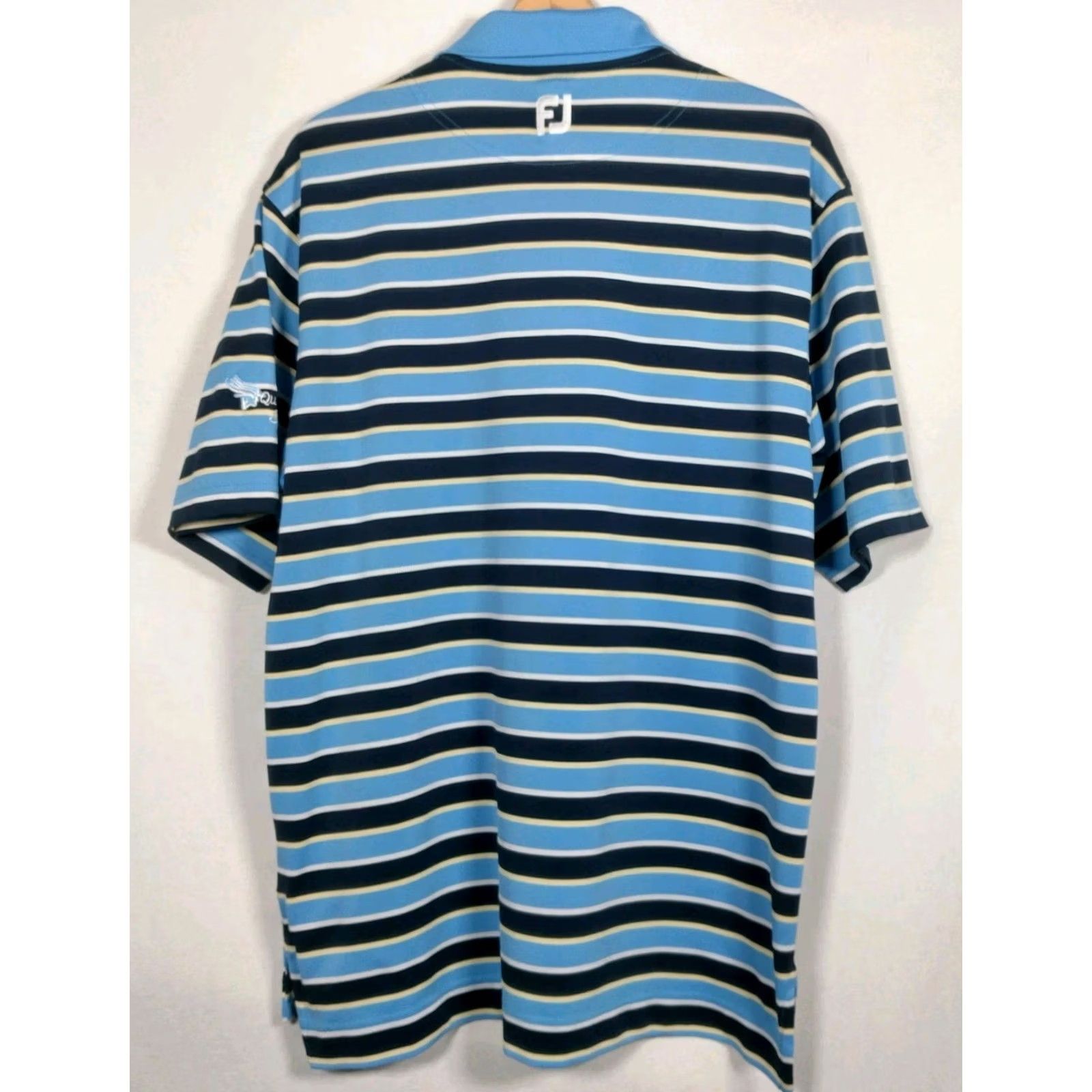 Footjoy VINTAGE FootJoy Polo Shirt Men L Striped Blue Quicksilver Golf Club PA Golf Embroidered Sleeve Logo Polo Shirt Mens Size US L / EU 52-54 / 3 - 3 Thumbnail