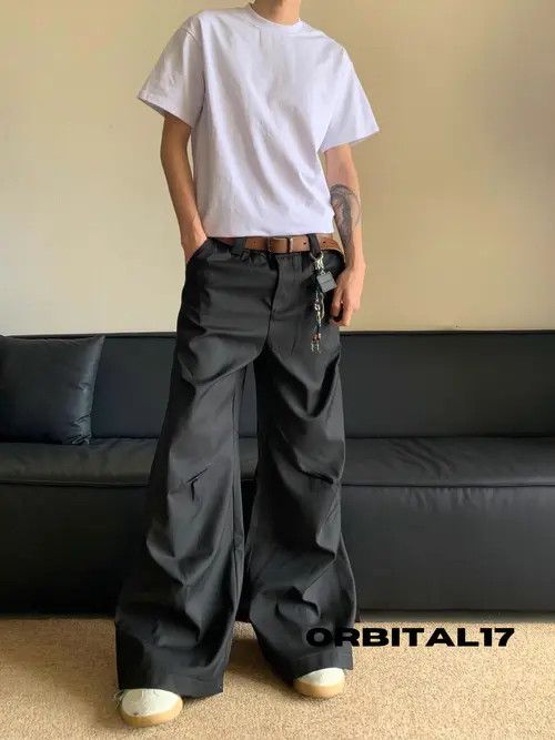 VIBE Baggy Pleated Stacked Flare Pants Size US 33 - 1 Thumbnail