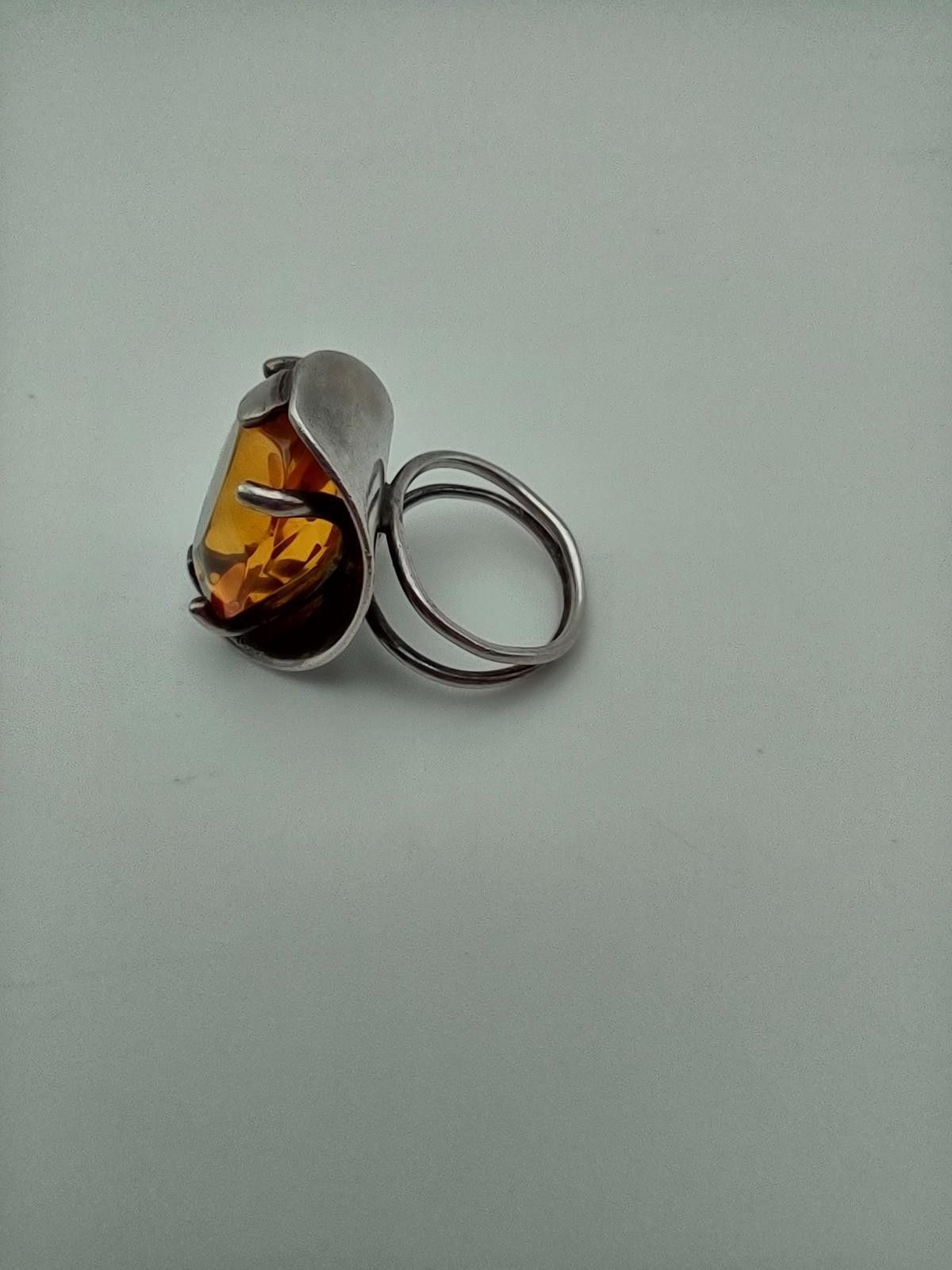 The Unbranded Brand Large Baltic Amber Ring 925 Sterling Poland Size 7 Size ONE SIZE - 3 Thumbnail