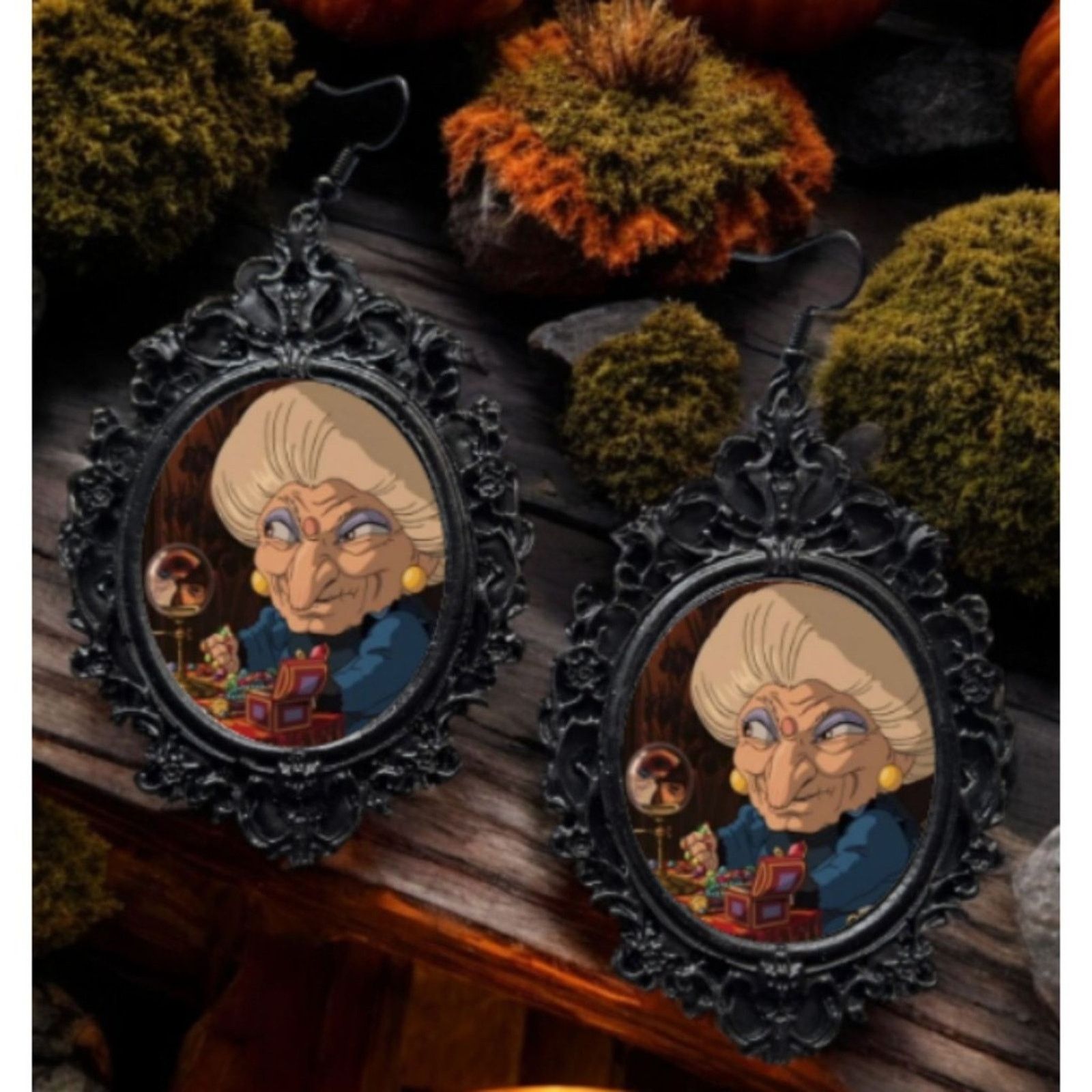 Yubaba Earrings - Studio Ghibli's Spirited Away Jewelry in Black, Women's