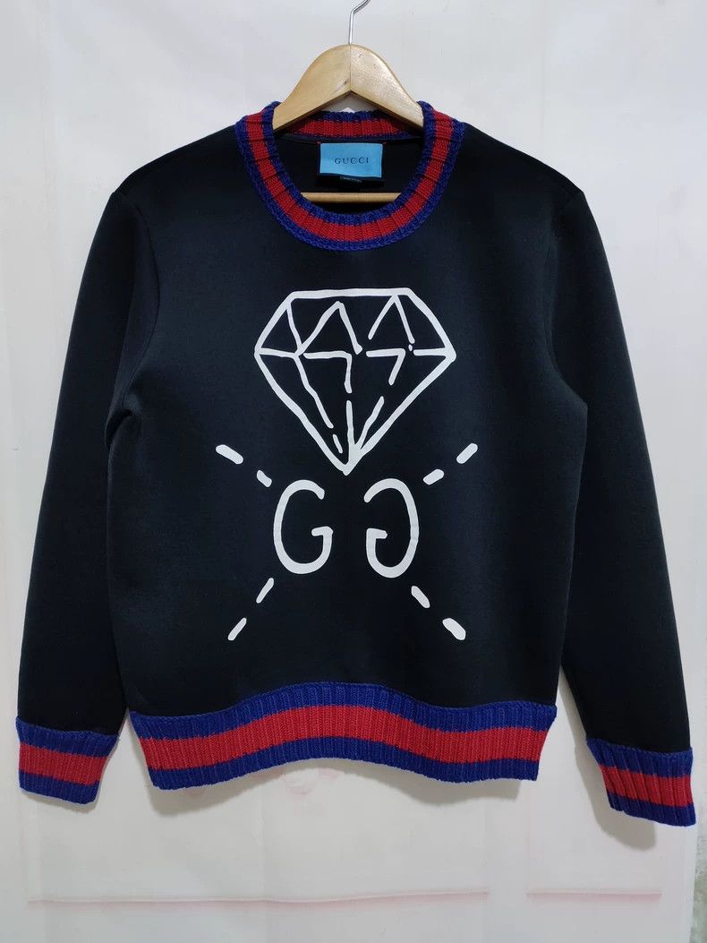 Gucci Gucci Black sweatshirt with red and blue striped design Size US S / EU 44-46 / 1 - 1 Thumbnail
