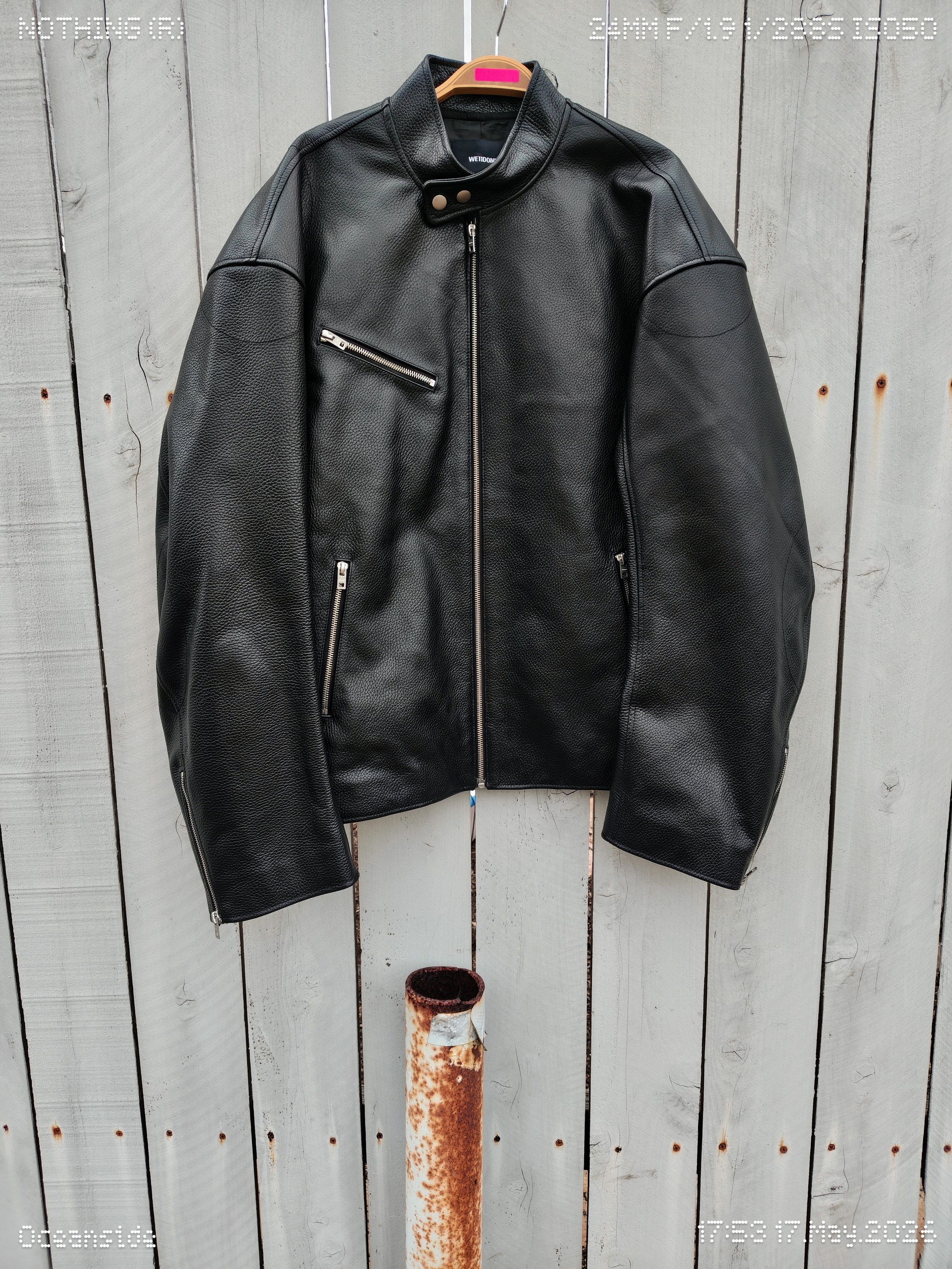WE11DONE Moto Pebbled Leather Oversized Size US XL / EU 56 / 4 - 1 Thumbnail