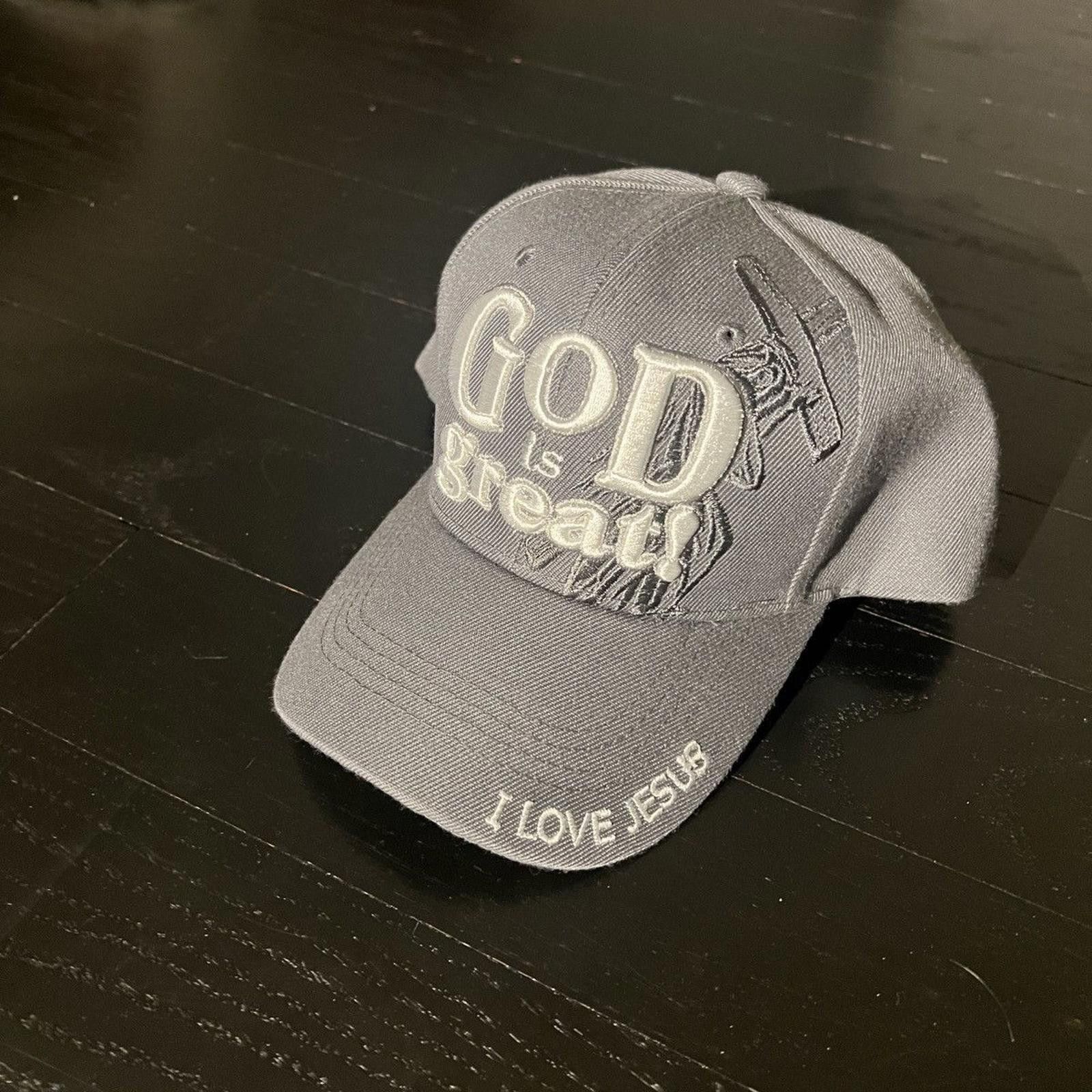 Vintage Vintage Grey God is Great “I Love Jesus” Hat Size ONE SIZE - 1 Thumbnail