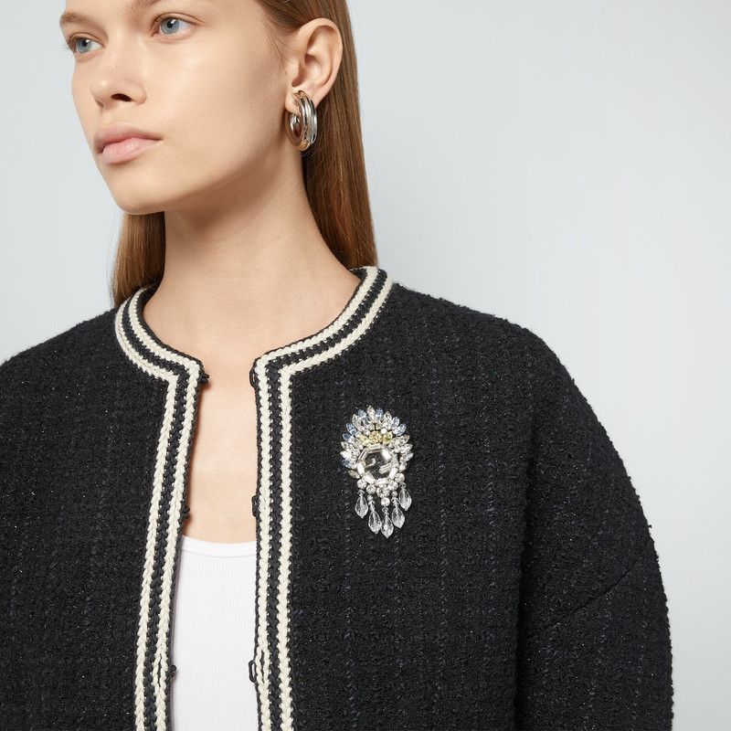 Gucci o1loc1c0226 761818 Bouclé Tweed Wool Jacket in Black Size M / US 6-8 / IT 42-44 - 3 Thumbnail