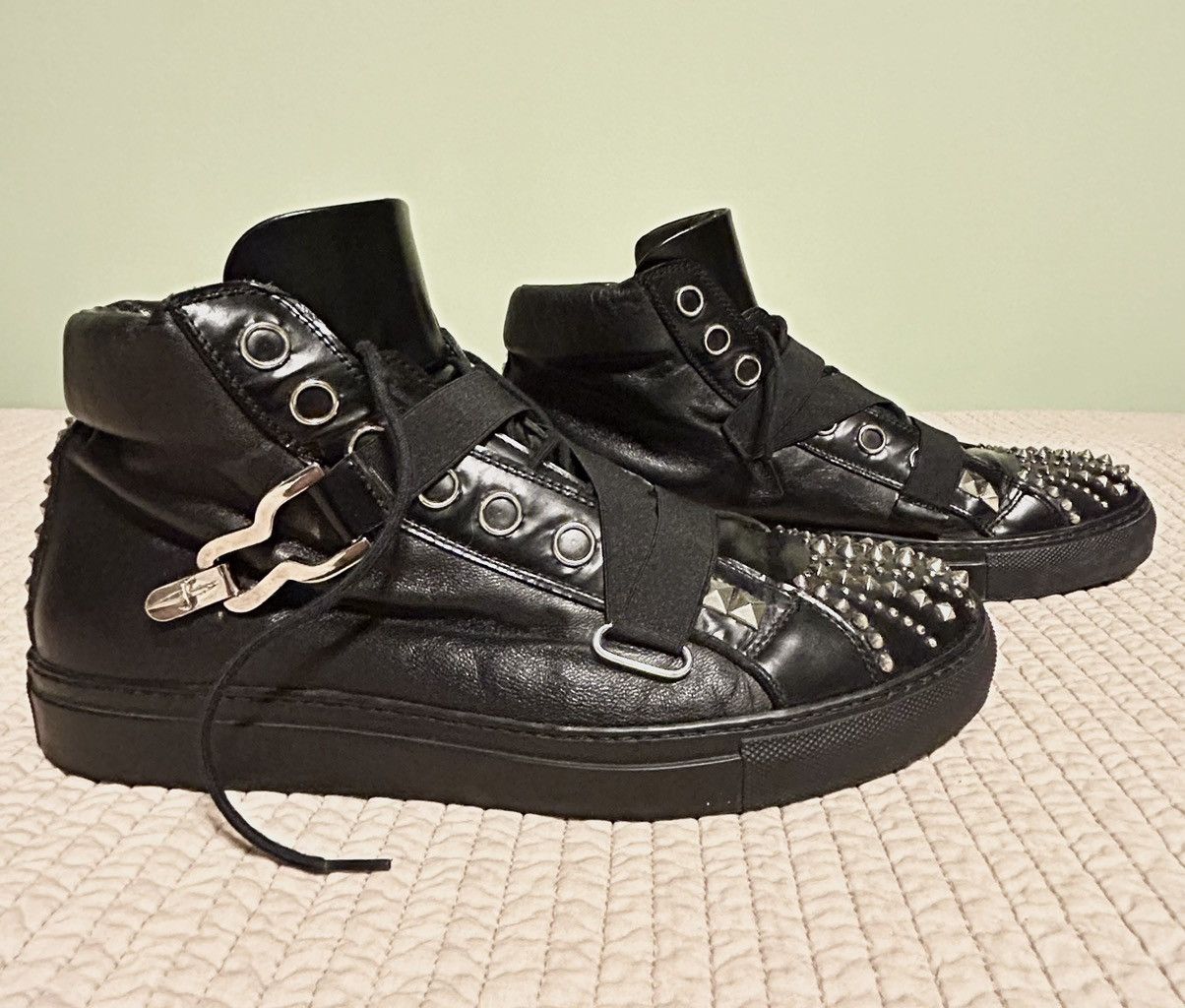 image of Cesare Paciotti x Vintage 2007 Spiked Boxcalf Hi-Tops Shoes in Black, Men's (Size 10)
