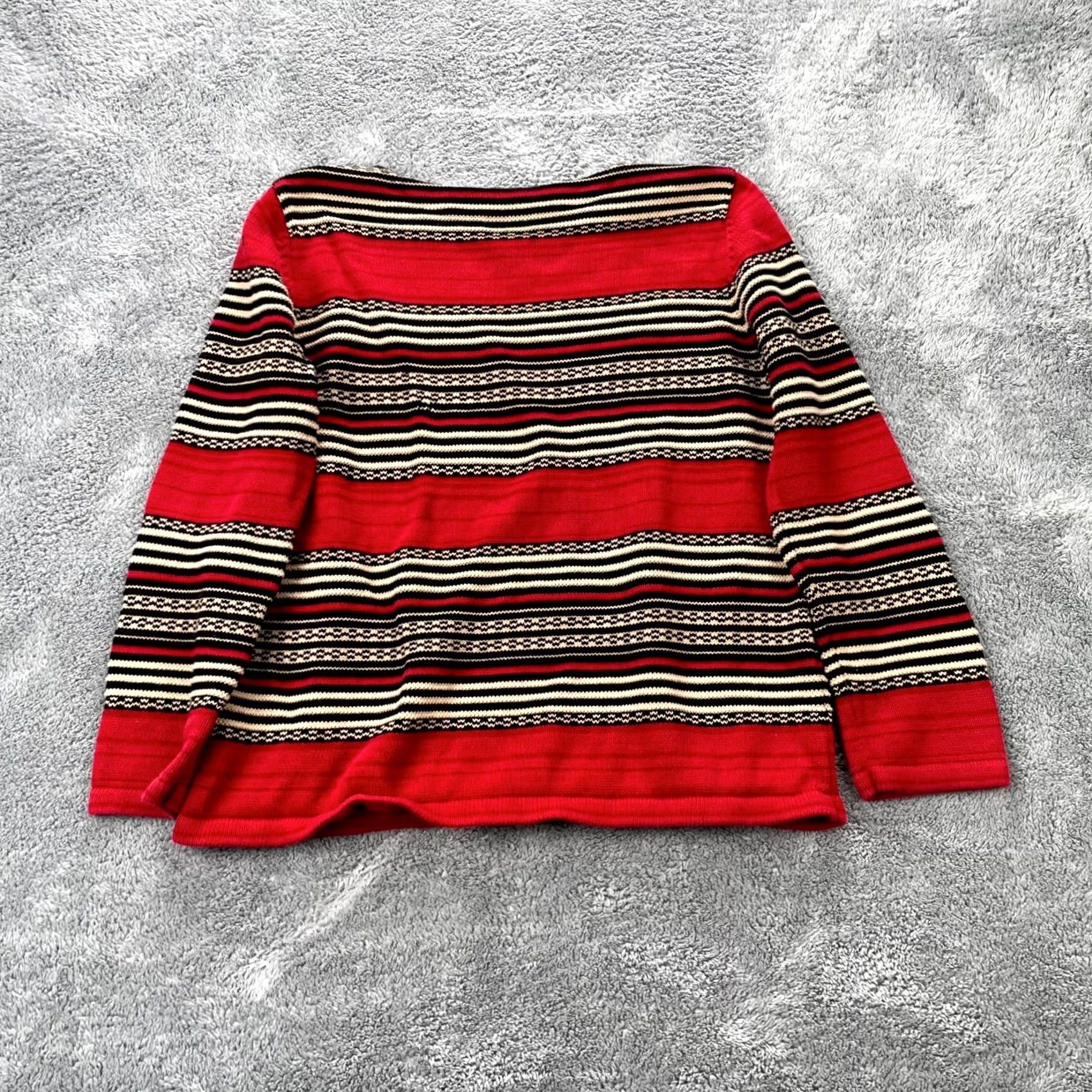 Ralph Lauren Lauren Ralph Lauren Sweater Womens XL Red Striped Cotton Chunky Knit Size XL / US 12-14 / IT 48-50 - 4 Thumbnail