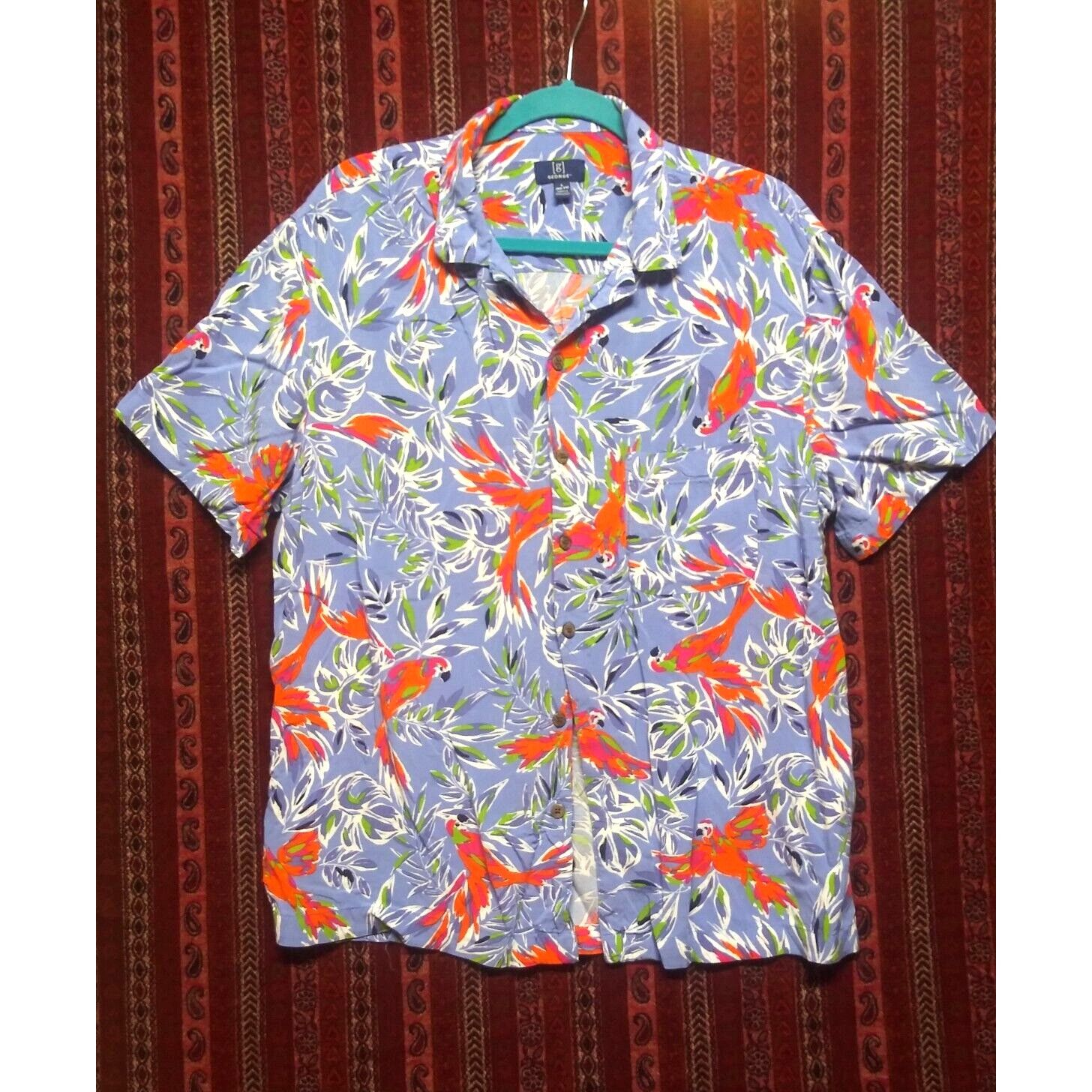 George George Mens Hawaiian Shirt L(42-44) Tropical Birds blue oran Size US L / EU 52-54 / 3 - 1 Thumbnail