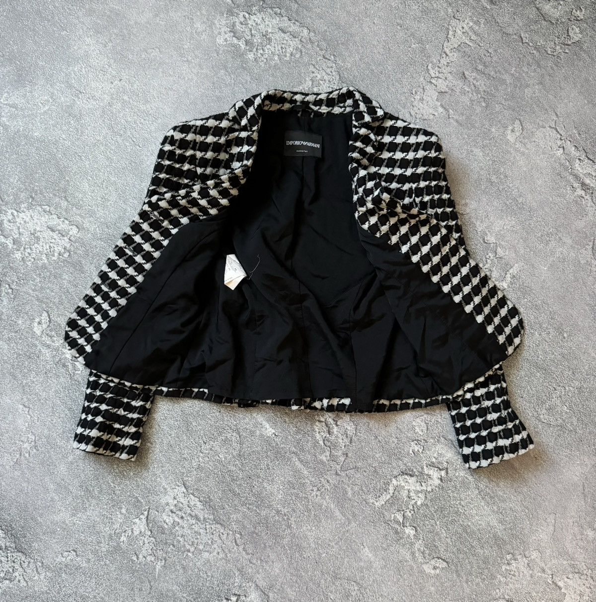 Vintage Emporio Armani 42 checkered black white blazer button jacket Size M / US 6-8 / IT 42-44 - 7 Thumbnail