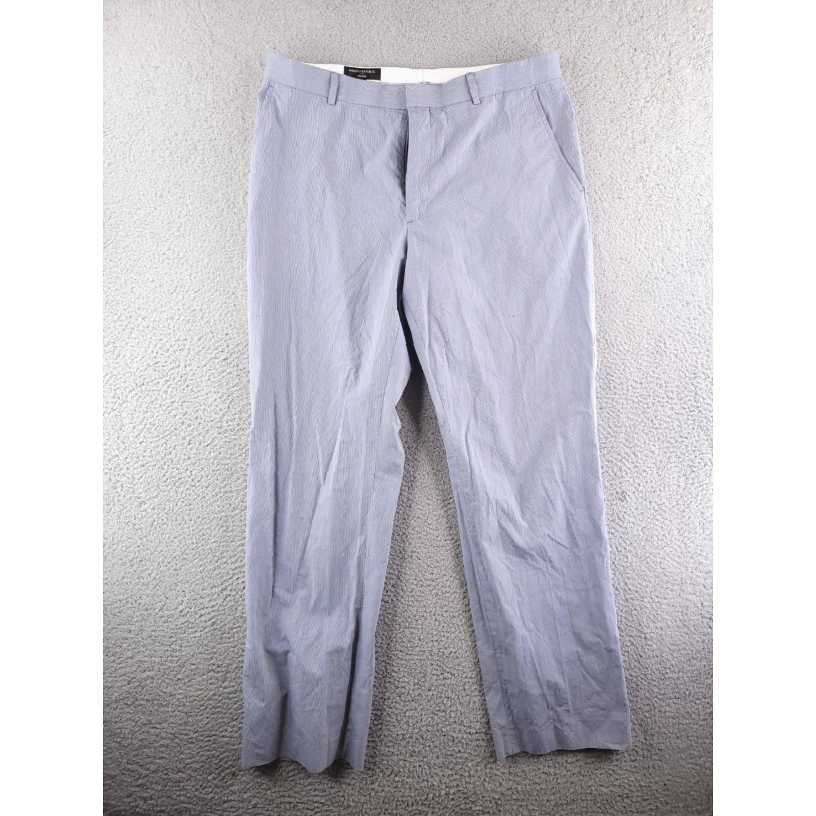 Banana Republic Banana Republic Blue Chino Pants Mens 35x31 Relaxed Fit Cotton Stripe Regular Size US 35 - 2 Thumbnail