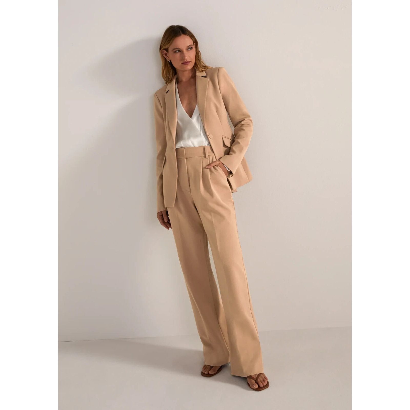 Other New W/Tag Favorite Daughter Beige Wide Leg Pants US 14 Size 36" / US 14 / IT 50 - 1 Thumbnail