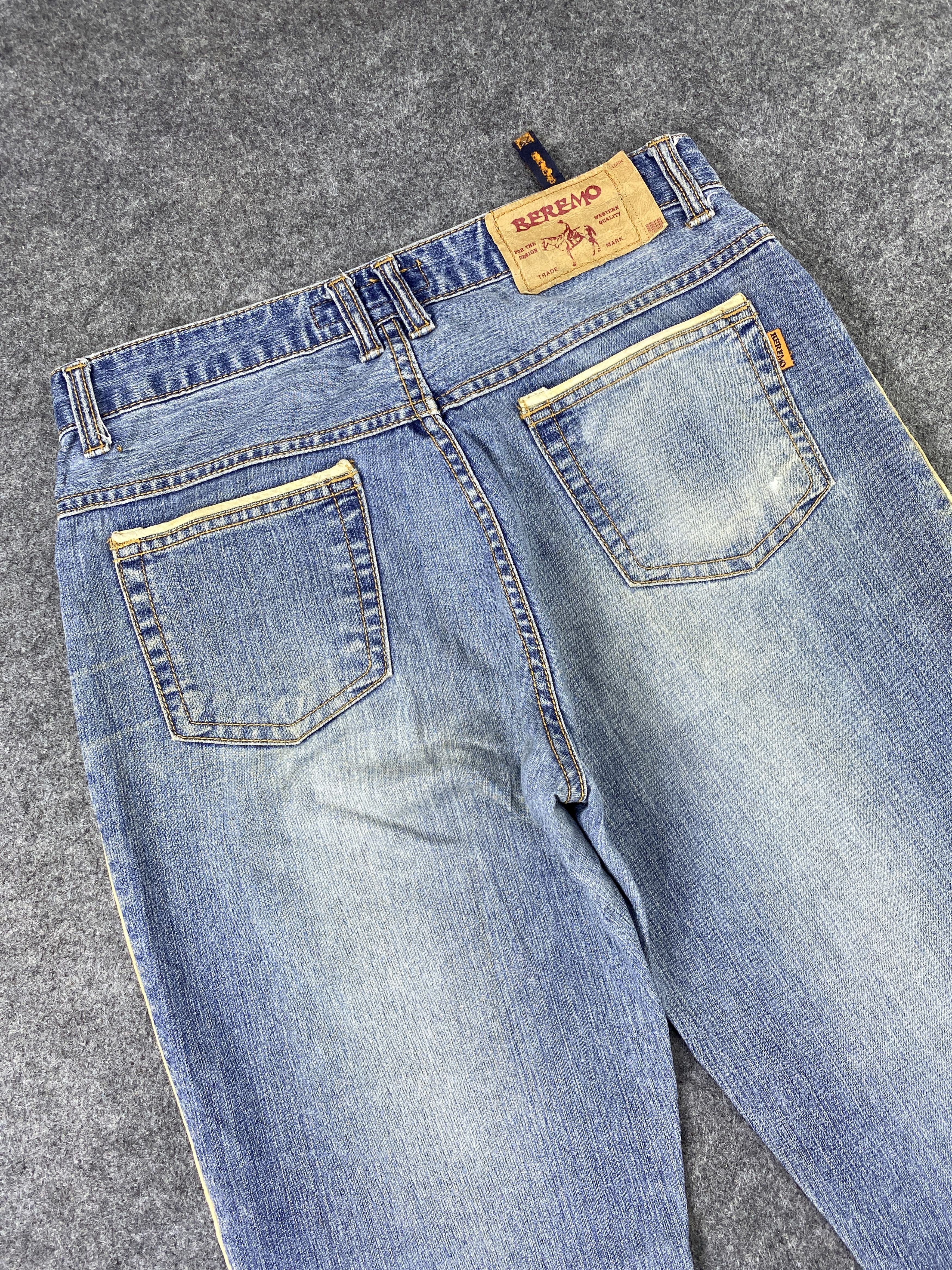 Japanese Brand Beremo Blue Wash Flare Jeans - J992 Size 29" - 6 Thumbnail