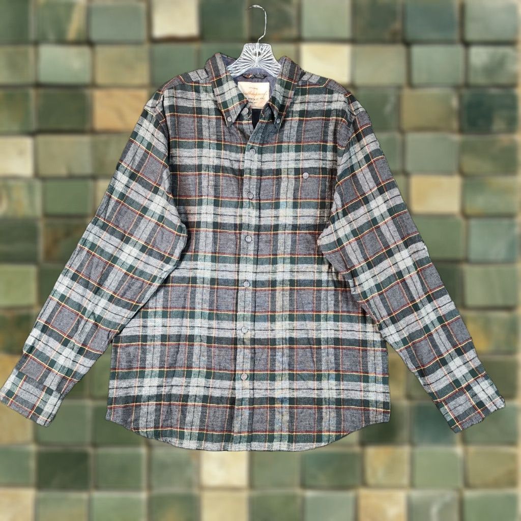 Weatherproof Weatherproof Shirt Men L Plaid Long Sleeve Button-Up Flannel Green Gray Size L Size US L / EU 52-54 / 3 - 1 Thumbnail