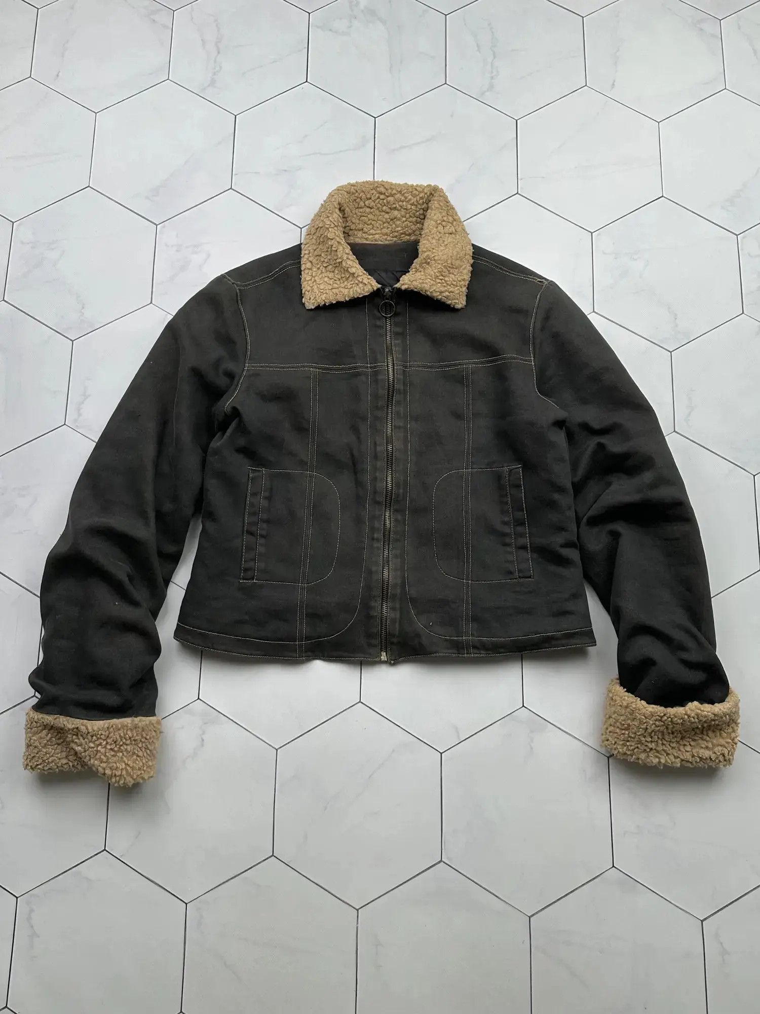 Vintage Vintage Faux Sheepskin Cropped Jacket (B396)E2D15 Size M / US 6-8 / IT 42-44 - 1 Thumbnail