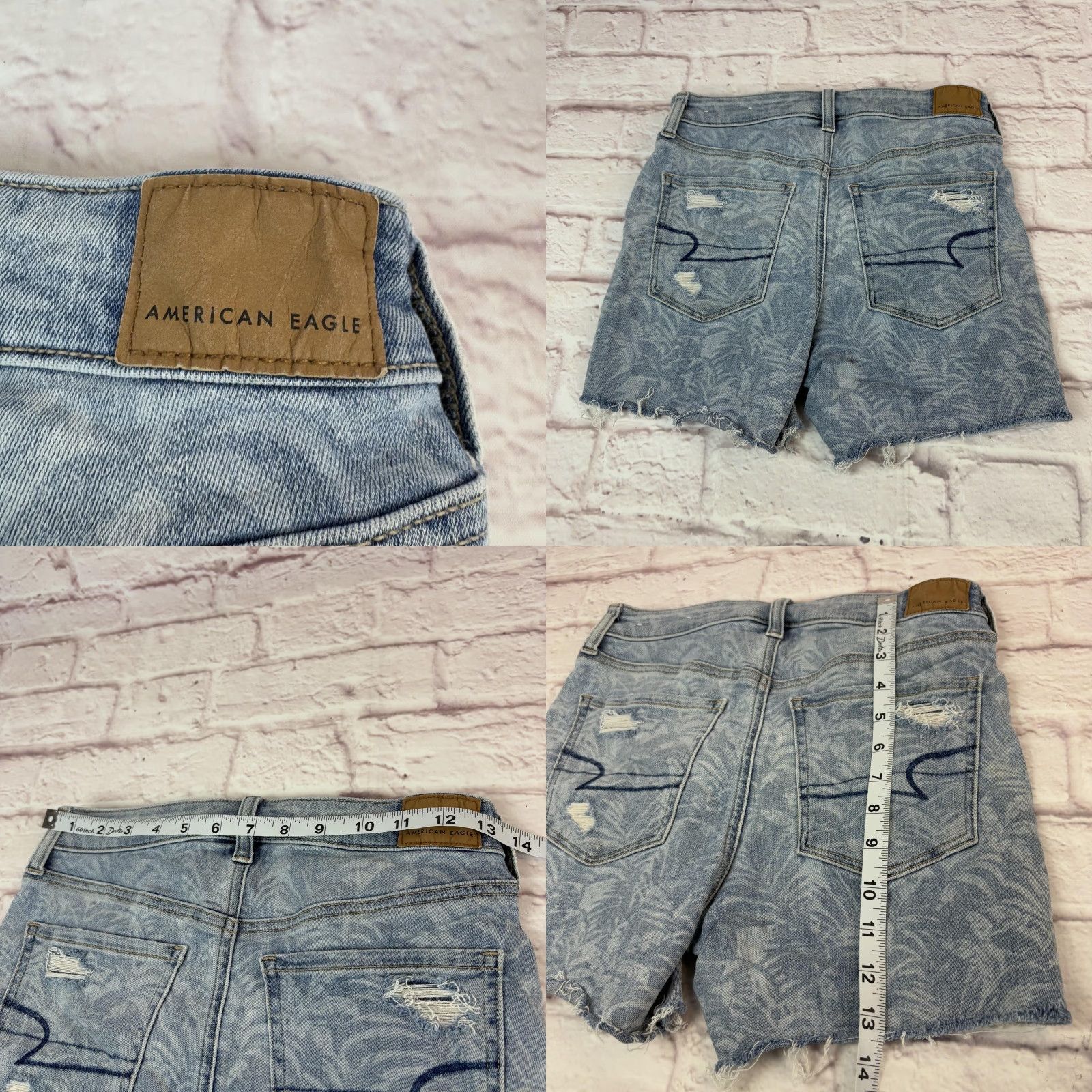 American Eagle Outfitters VINTAGE? American Eagle Shorts Womens 6 Super Hi Rise Shortie Denim Palm Print Distressed Size 28" / US 6 / IT 42 - 8 Thumbnail