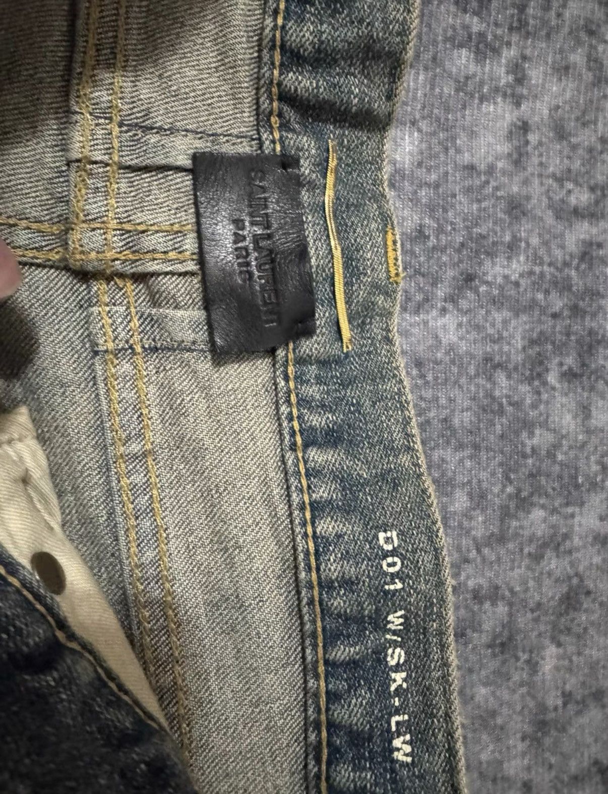 Saint Laurent Paris SLP 13FW Yellow Mud "Cat Paw" Brushed Distressed Denim Jeans Size US 27 - 7 Thumbnail