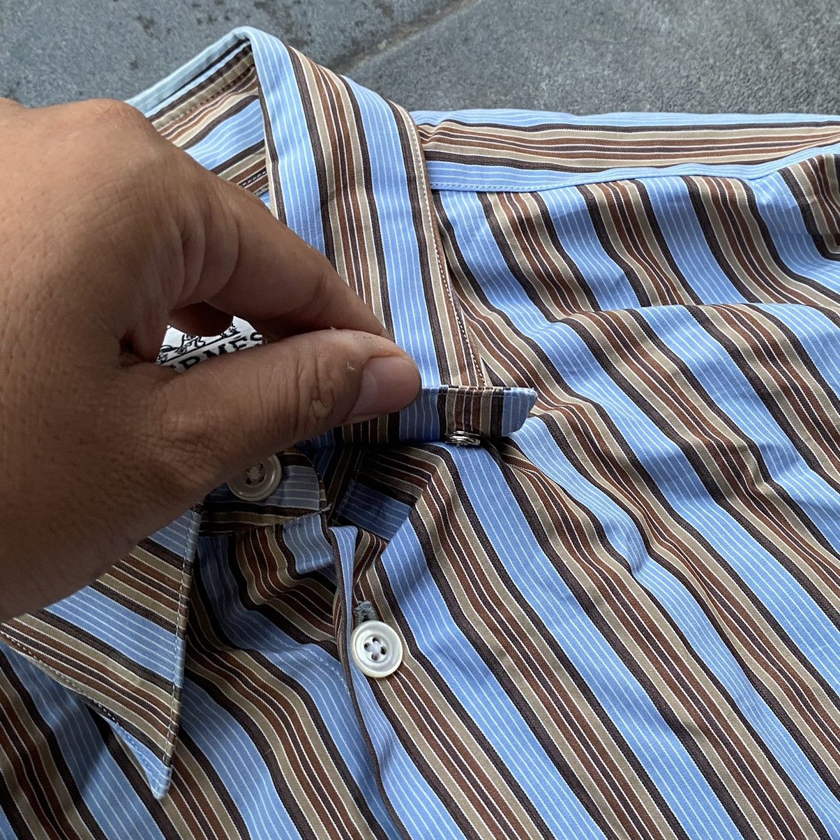 Hermes 90s Vintage Hermes Paris Striped Button Down Striped Shirt Size US M / EU 48-50 / 2 - 7 Thumbnail