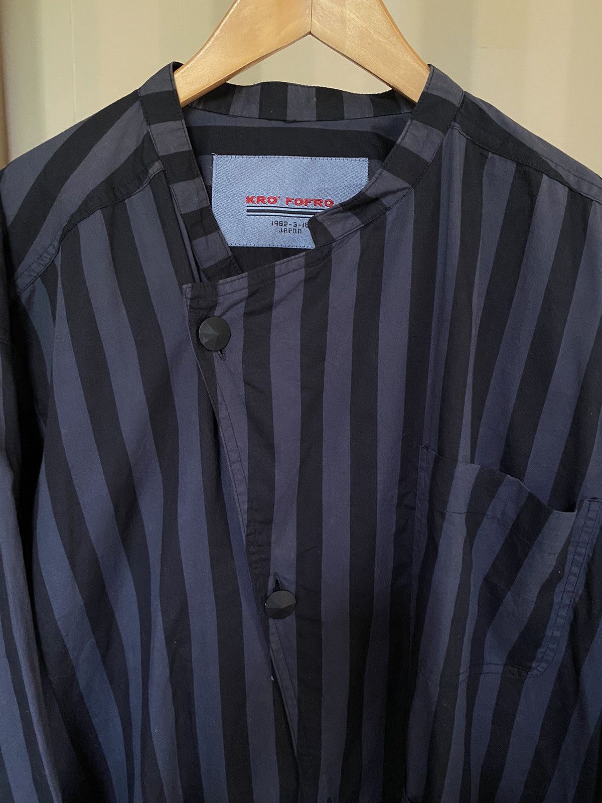 Designer × Japanese Brand KRO' FOFRO Stripes Mandarin Collar shirt Size US XL / EU 56 / 4 - 8 Thumbnail