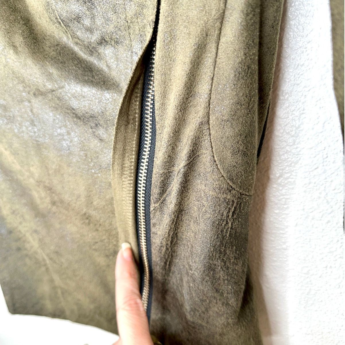 Zara Zara Olive Green Black Suede Side Zip Cowel Neck Jacket XS Size XS / US 0-2 / IT 36-38 - 5 Thumbnail