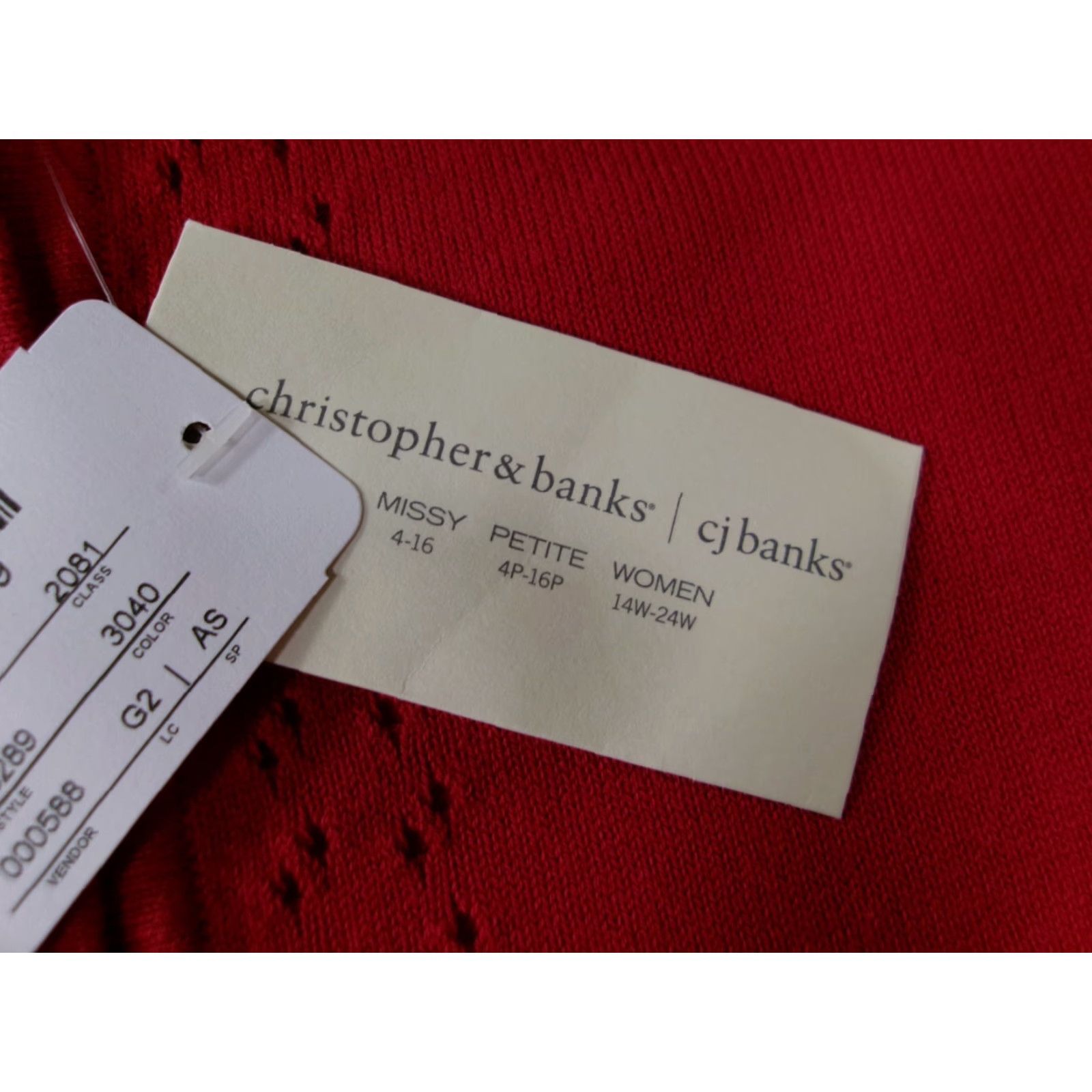 Vintage CJ Christopher Banks Blouse Shirt Woman 0X Red Button Front 3/4 Sleeve Boat Neck Plus Size Casual Business 90s Classic Preppy Womens Size XL / US 12-14 / IT 48-50 - 5 Thumbnail