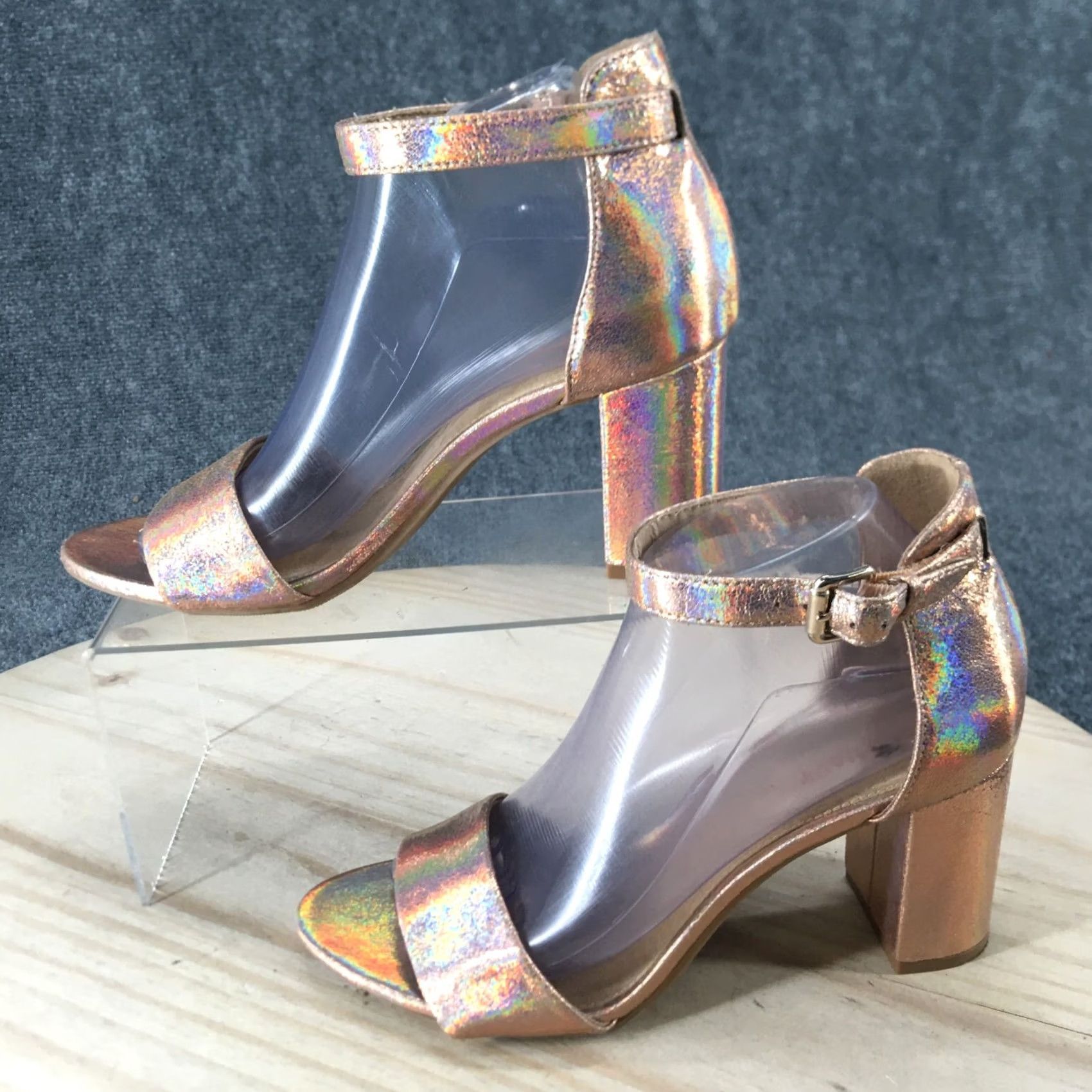 Old Navy Old Navy Sandal Womens 8 Rose Gold Ankle Strap Multicolor Block Heels Casual Size US 8 / IT 38 - 2 Thumbnail