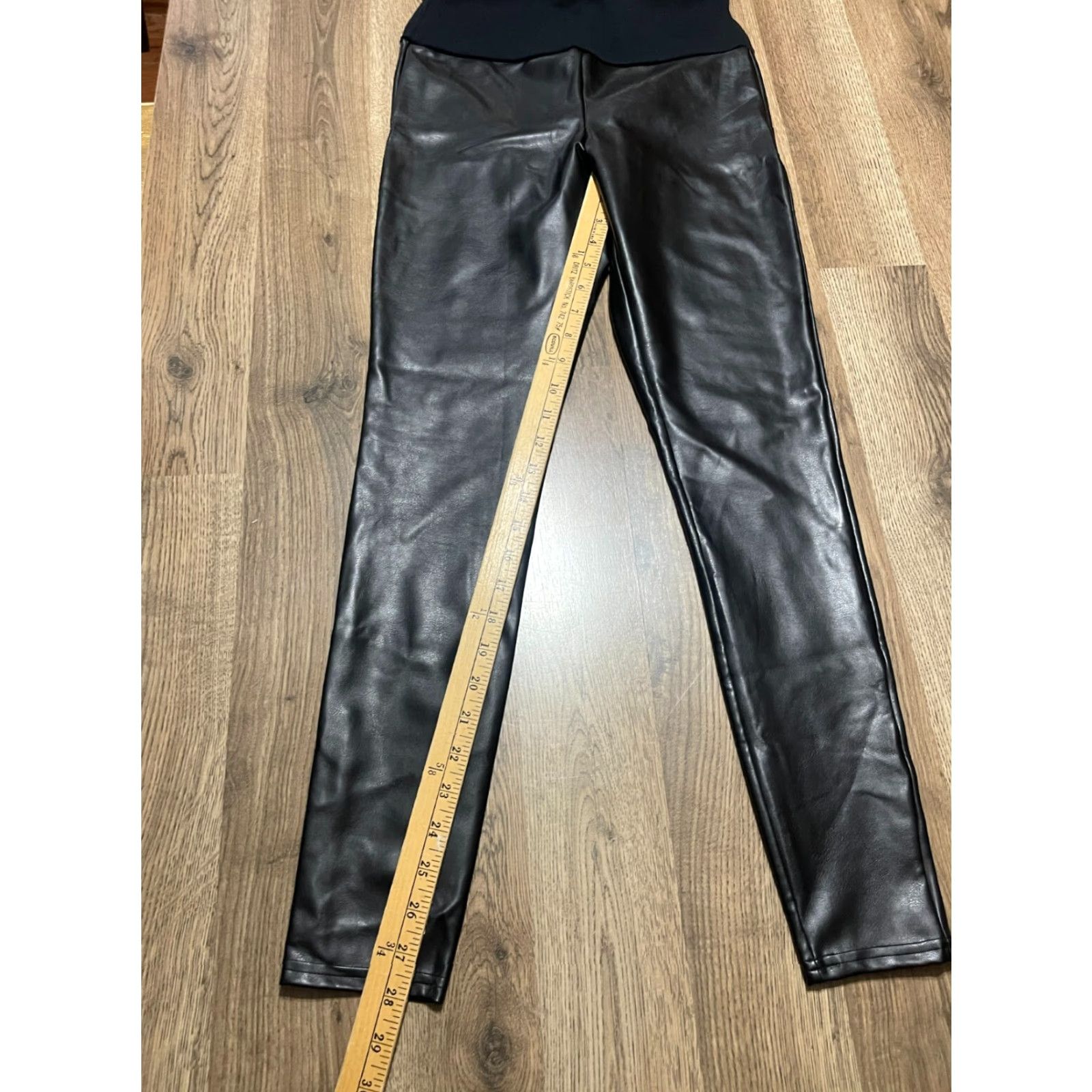 Vintage Assets Pants Women's Size Medium Black Leggings Pull On Leather Shirt? Size 32" / US 10 / IT 46 - 4 Thumbnail