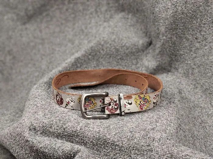 Ed Hardy Vintage Ed Hardy Multi Logo Brown Leather Belt Y2K Style Size ONE SIZE - 1 Thumbnail