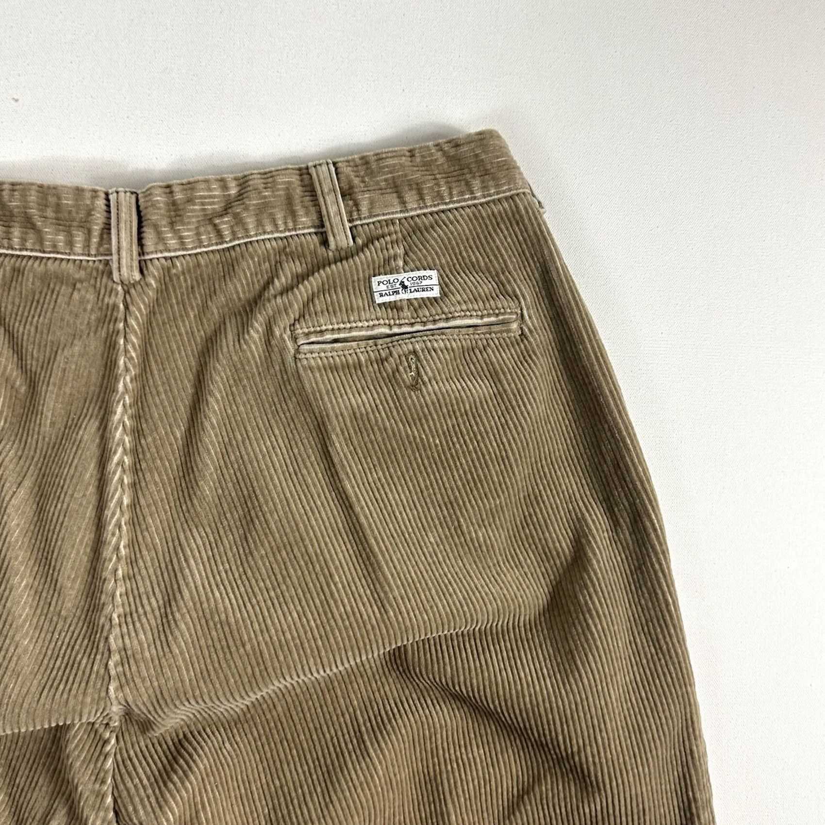Polo Ralph Lauren VINTAGE Polo Ralph Lauren Andrew High Waisted Pleated Chino Pants 38x30 Men Brown Corduroy Straight 90s USA Preppy Trousers Size US M / EU 48-50 / 2 - 5 Thumbnail