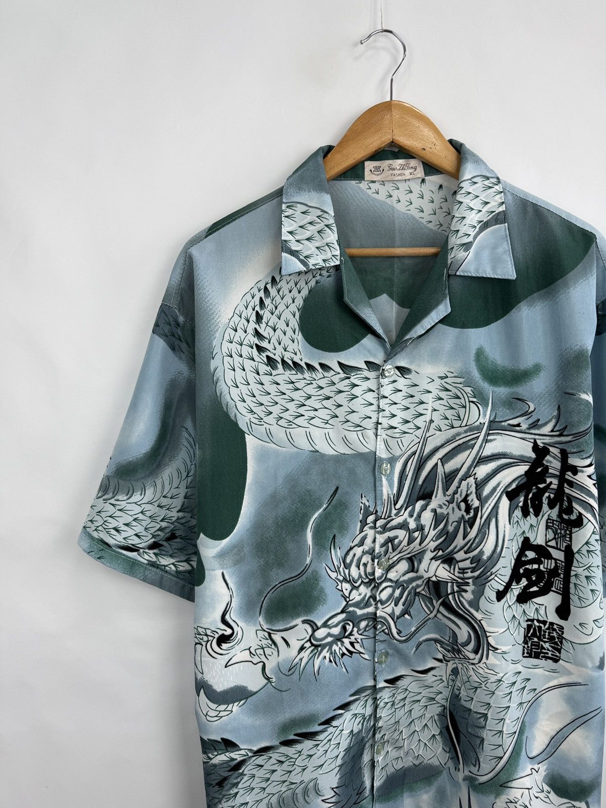 Japanese Brand 🇯🇵 Vintage 90s Japan Dragon Anime Style Shirt Samurai Retro Size US XL / EU 56 / 4 - 2 Thumbnail