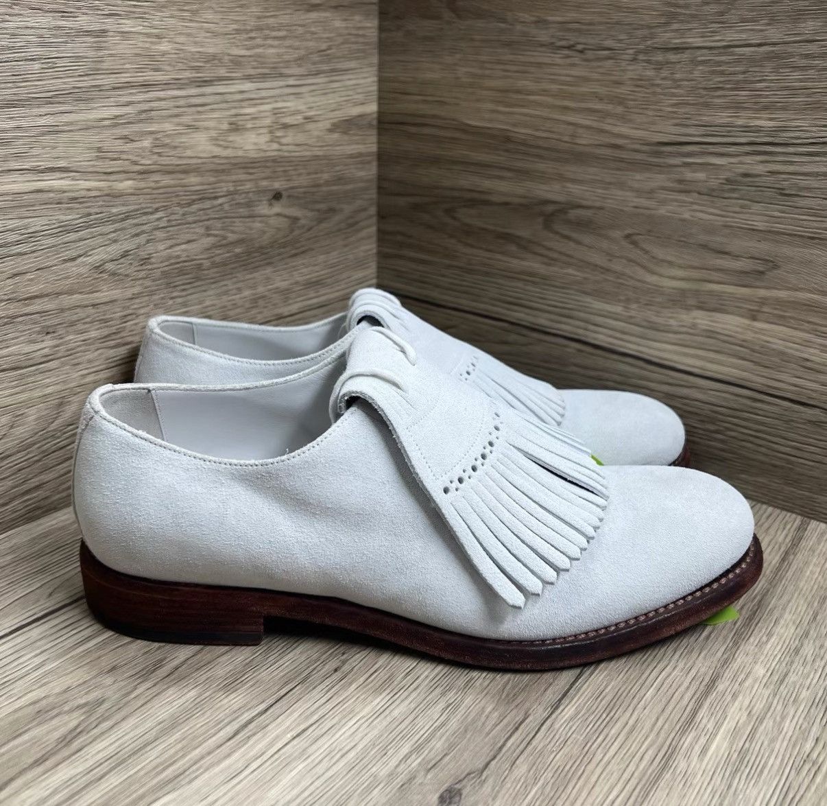 Burberry Burberry White Fringe Derby Leather Shoes J41 Size US 8.5 / EU 41-42 - 3 Thumbnail