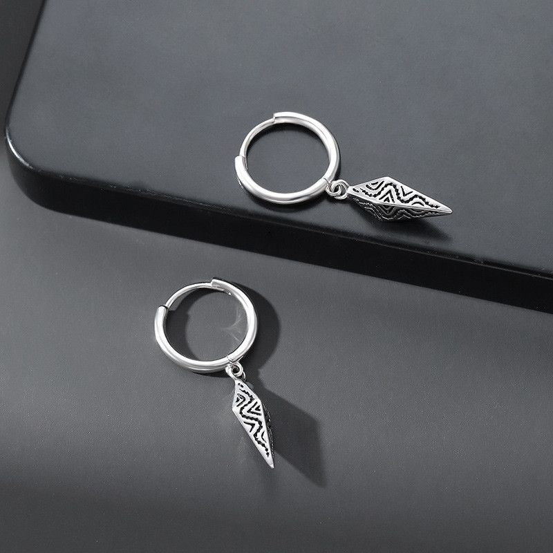Jewelry × Sterling Silver Hip-hop Earrings One Pairs Chrome Jewelry Size ONE SIZE - 2 Thumbnail