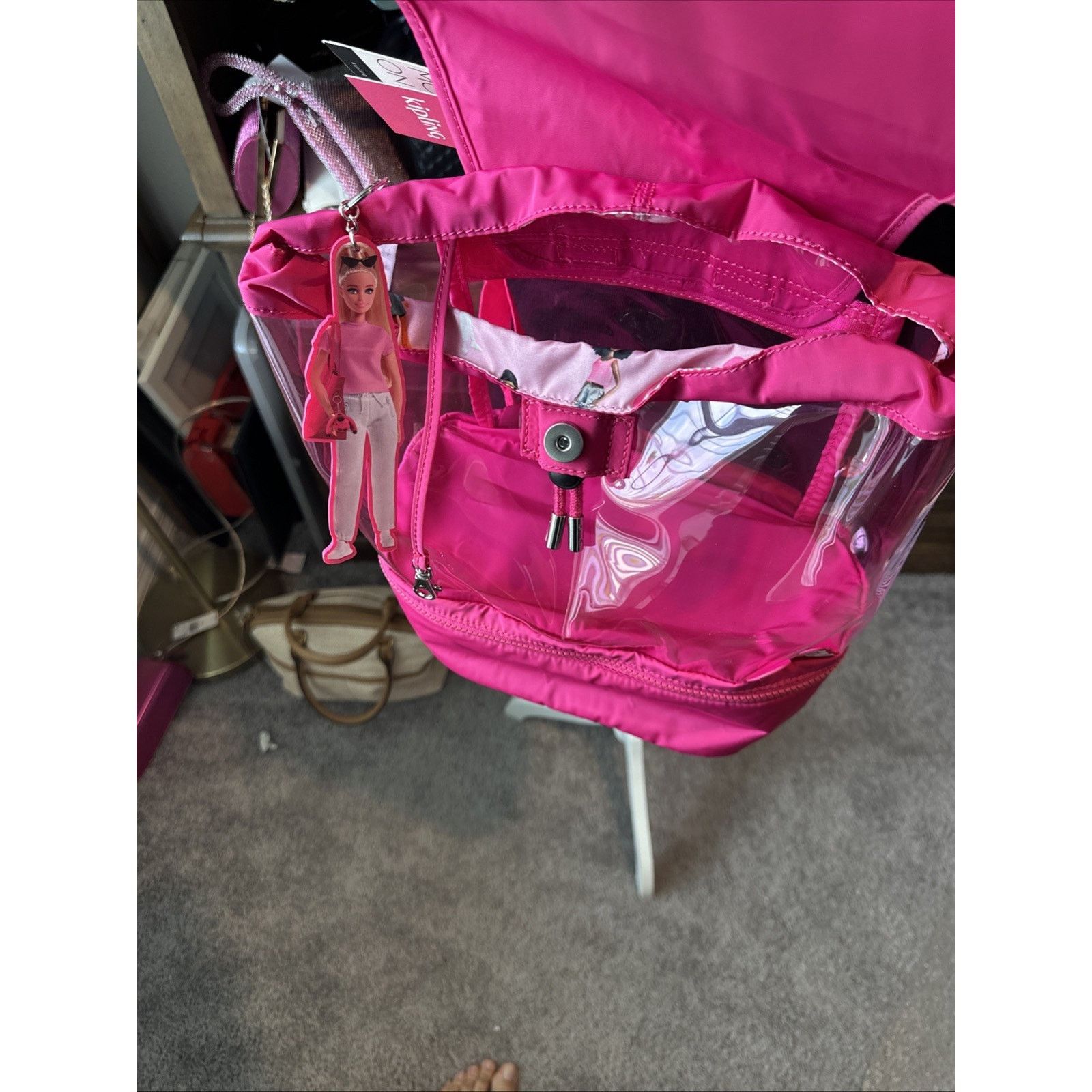 Other Kipling X Barbie DarleeTransparent Pink Backpack $149 NWT Size ONE SIZE - 10 Thumbnail