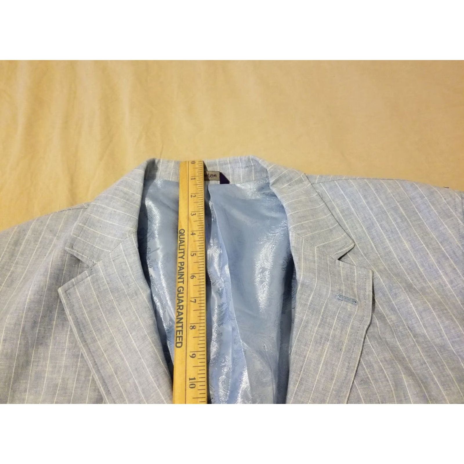 Vintage Alan Flusser XL Blue Linen Jacket Blazer Mens Size 46R - 5 Thumbnail