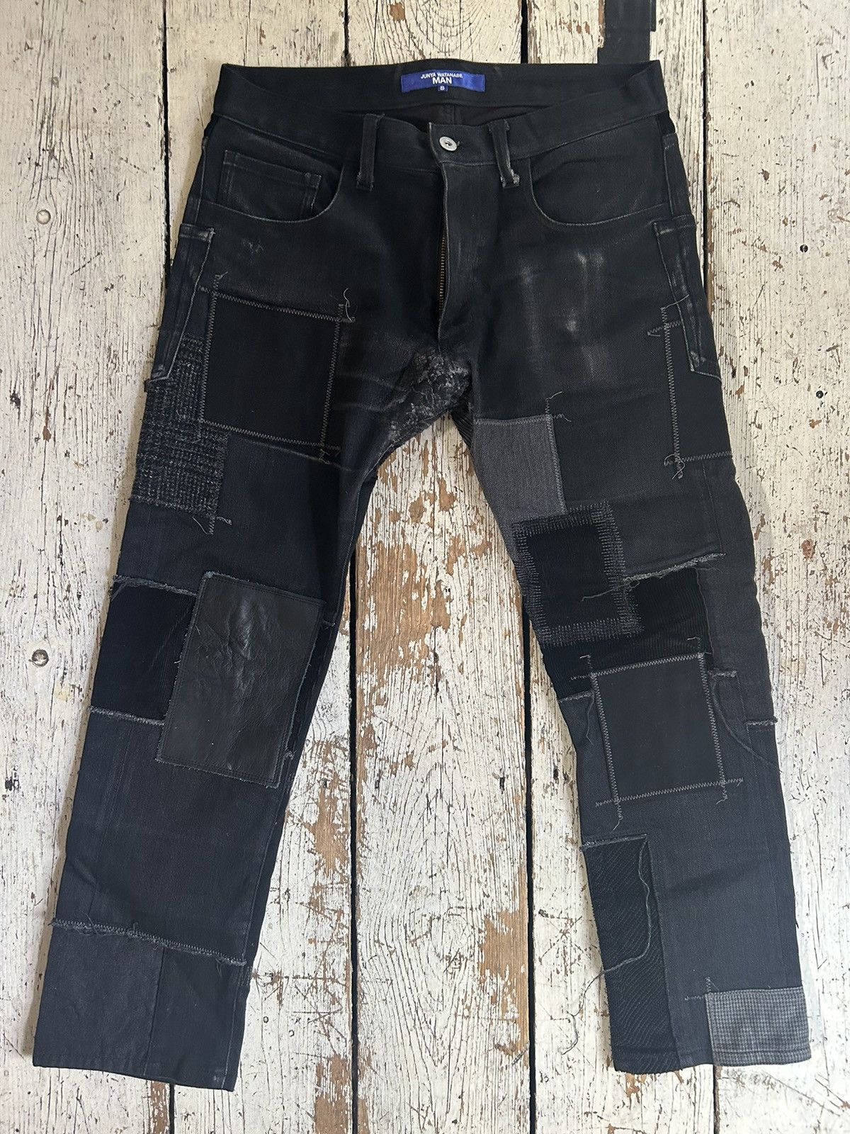 Junya Watanabe black denim patchwork jeans