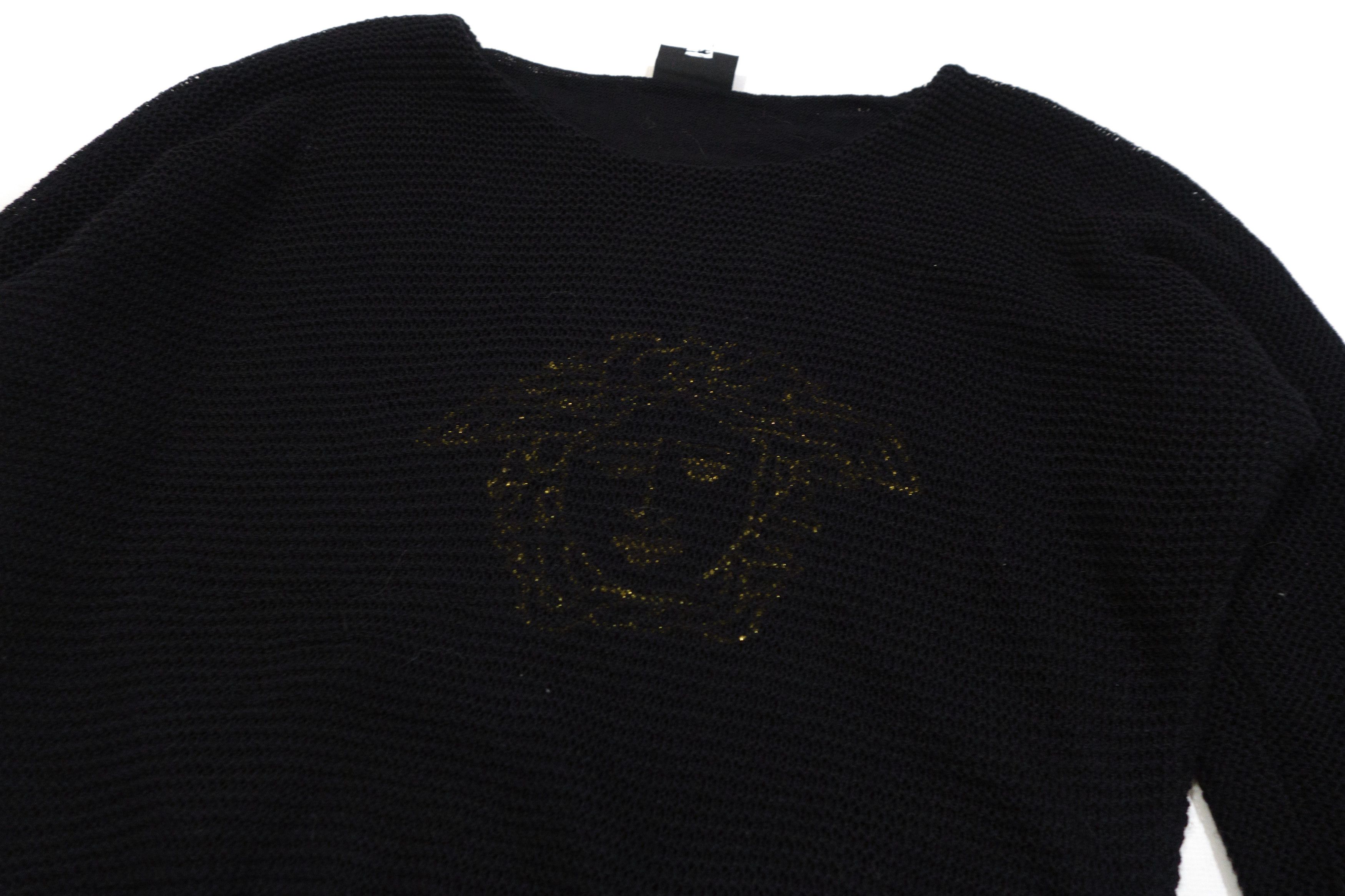 Versace Jeans Couture 90s Medusa Logo Mesh Overlay Knit Drop Sweater Vintage Size M / US 6-8 / IT 42-44 - 3 Thumbnail