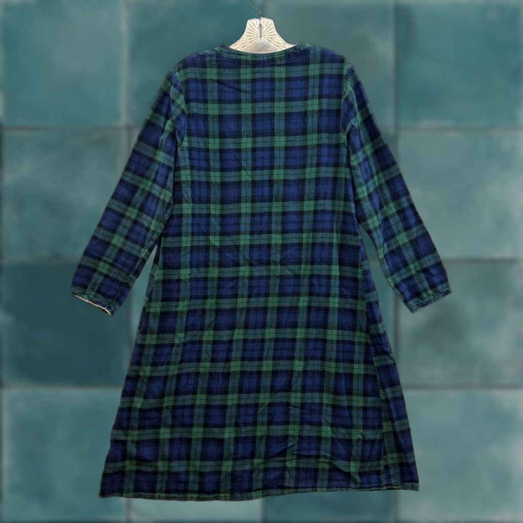 Vintage VINTAGE Y2K Night Gown Pajama Sleep Dress L Navy Green Plaid Cottagecore Celestial Dreams Cotton Slip Womens Size L / US 10 / IT 46 - 1 Thumbnail