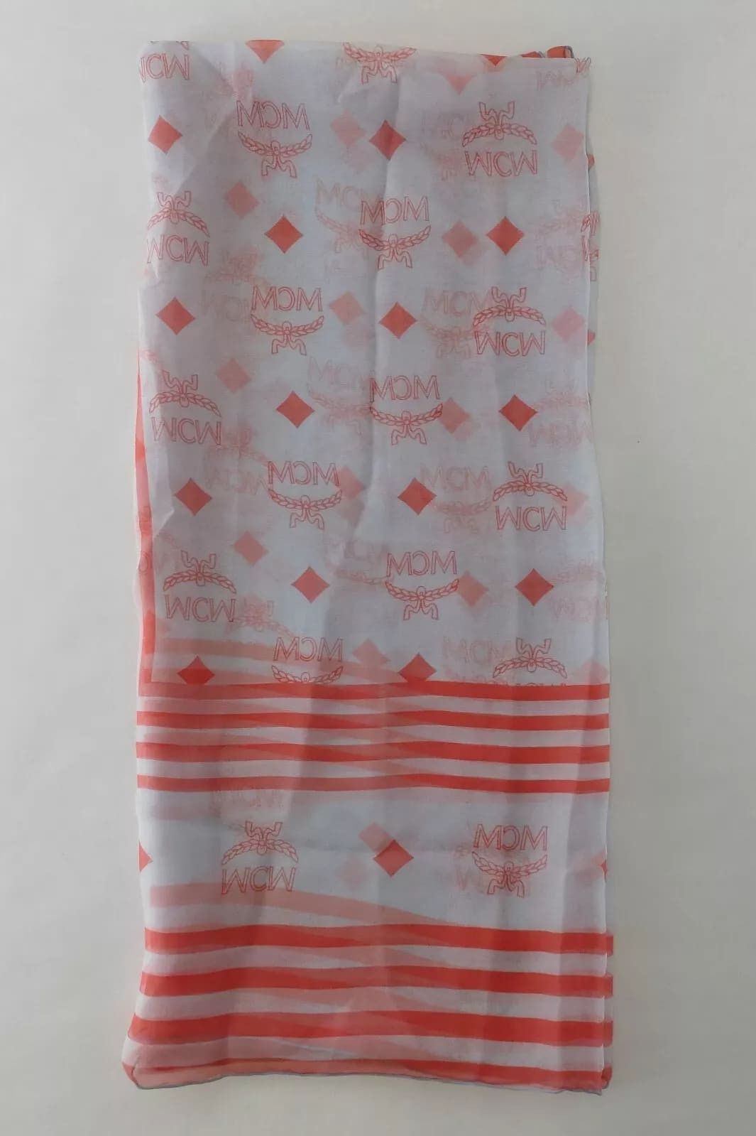 MCM Gray Dawn Silk Jacquard Scarf w/Monogram and Stripes Size ONE SIZE - 1 Thumbnail
