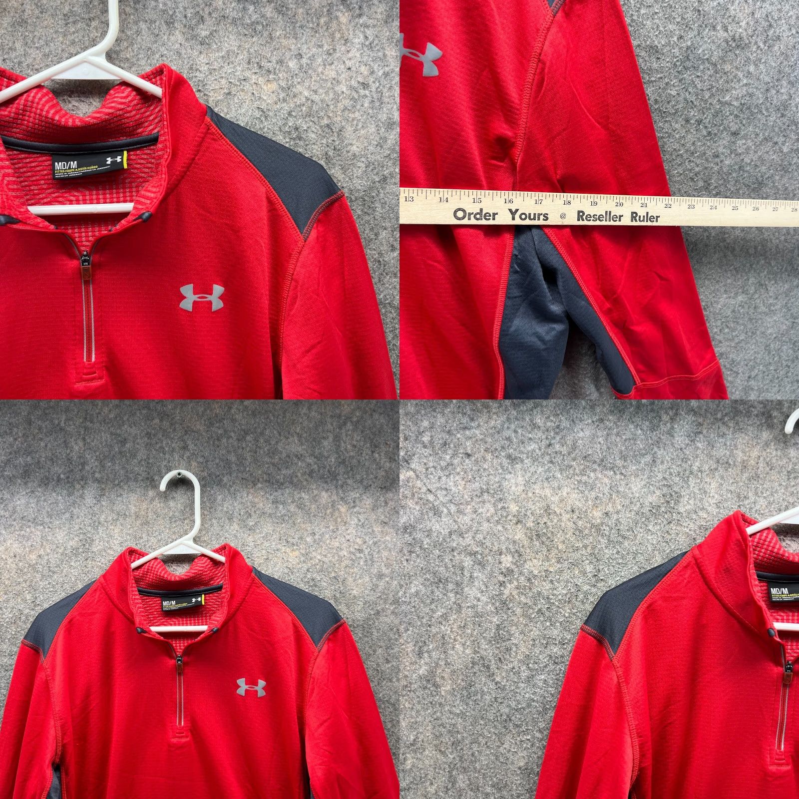 Under Armour Under Armour Sweatshirt Mens Medium Red Quarter Zip Fitted Pullover Stretch Size US M / EU 48-50 / 2 - 8 Thumbnail