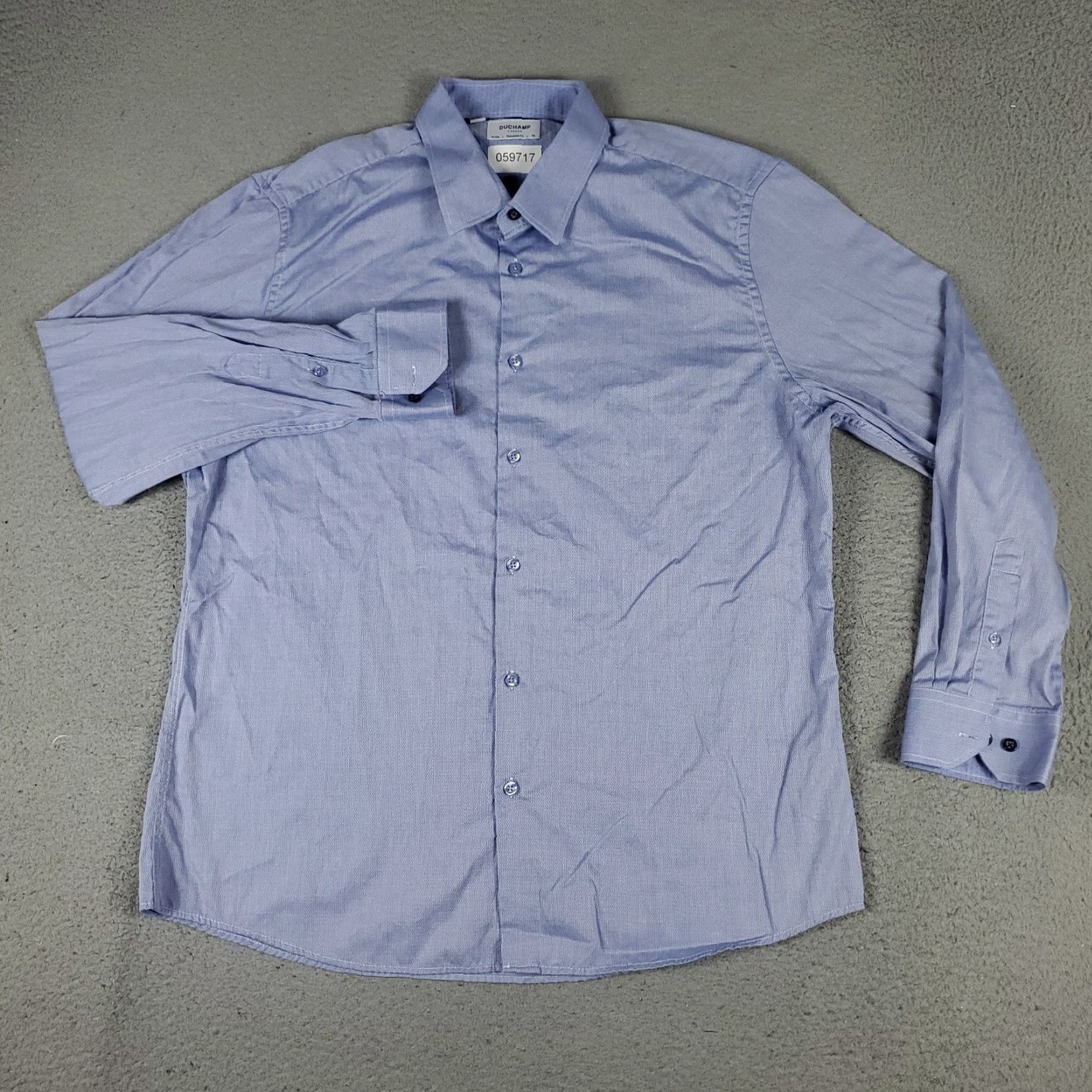 Duchamp Dress Shirt Mens Size 18 2XL Blue Long Sleeve Button Up Casual  Workwear