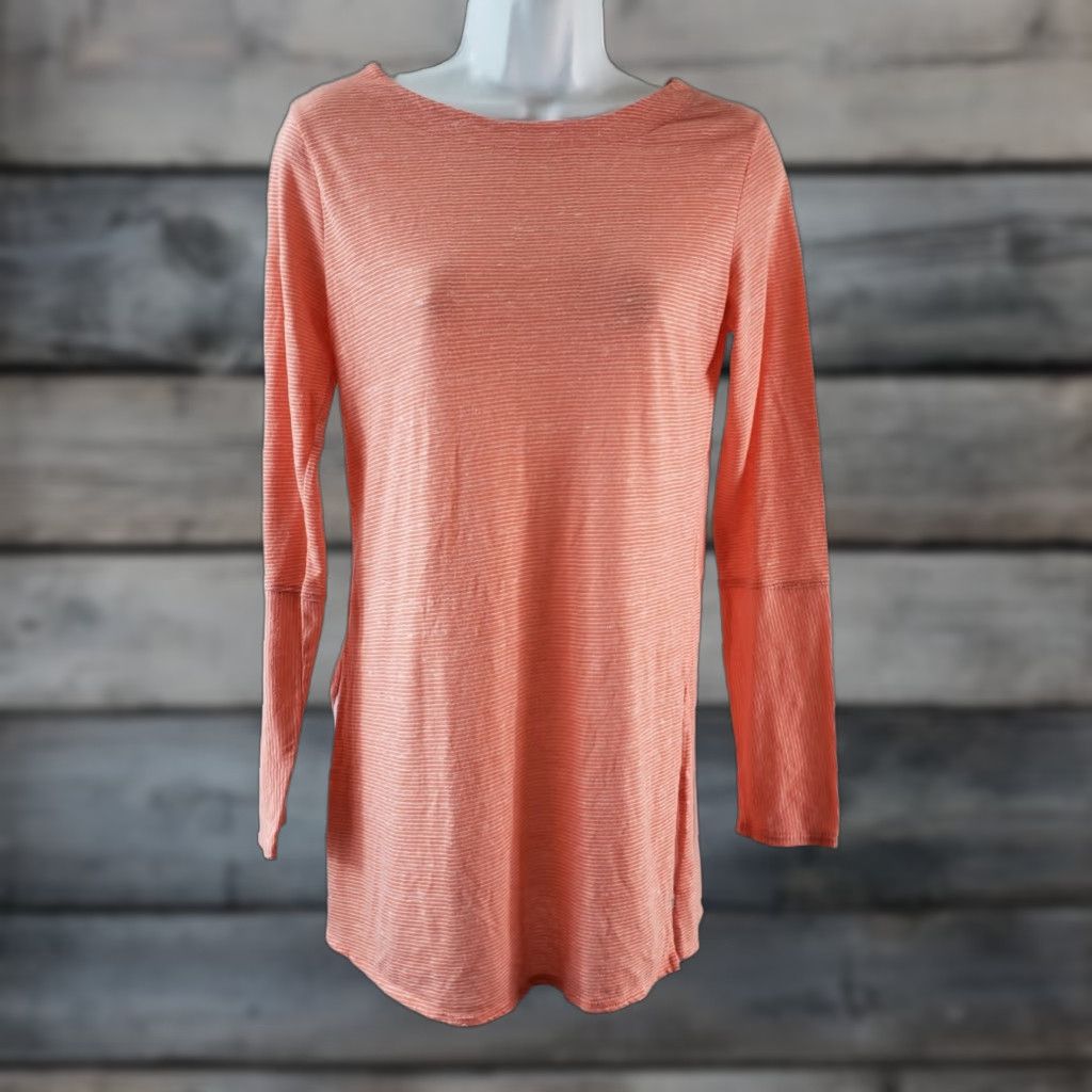 Prana prAna Esme Tunic Top Shirt Womens Small Peach Stripe Long Sleeve Size S / US 4 / IT 40 - 1 Thumbnail