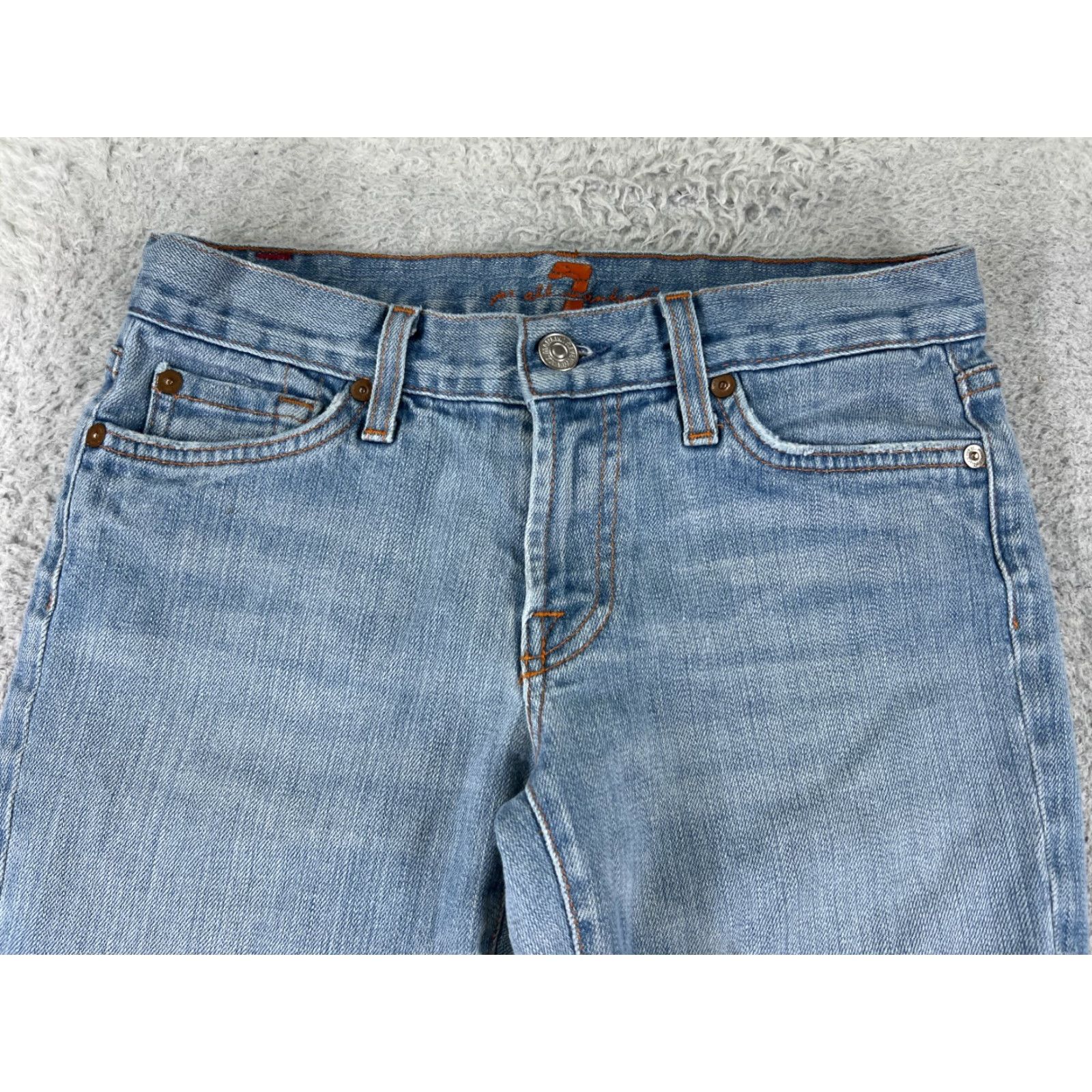 7 For All Mankind 7 For All Mankind Jeans Women Flared Denim Blue 28x28 26x28 Embroidered Comfort Distressed Pockets Cotton Size 28" / US 6 / IT 42 - 4 Thumbnail