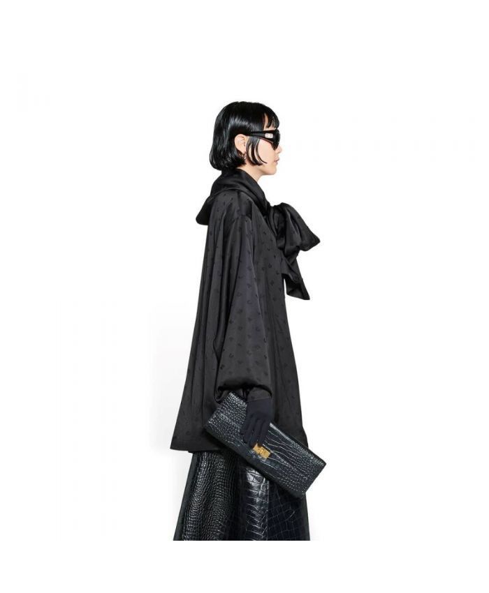 Balenciaga o1bcso1str1024 Hourglass Blouse in Black Size S / US 4 / IT 40 - 3 Thumbnail