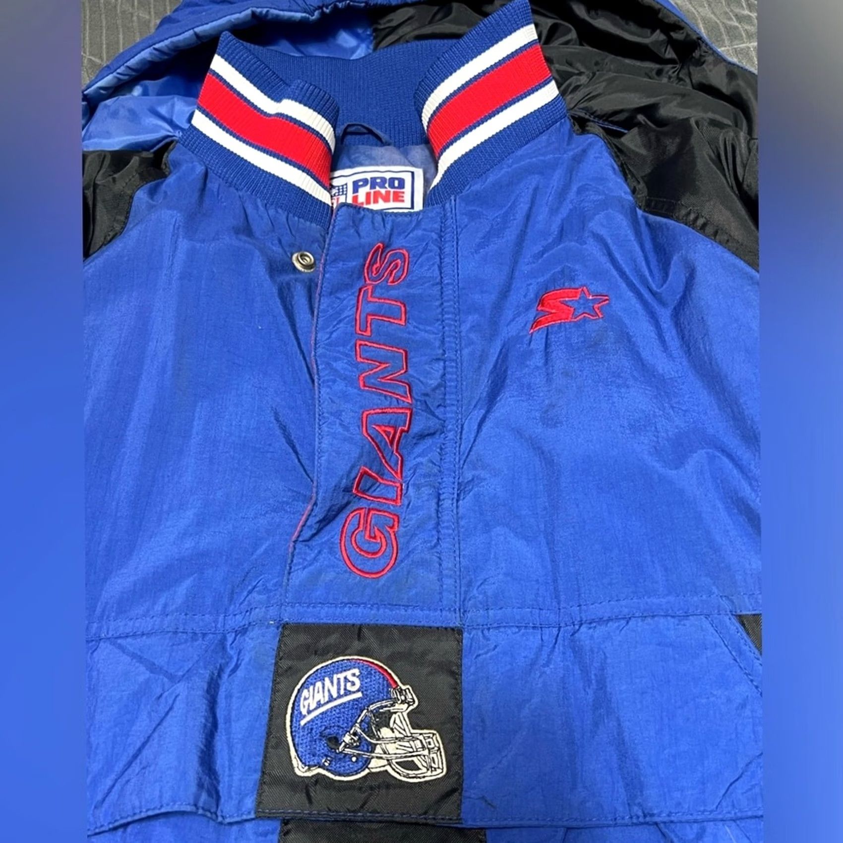 Starter VINTAGE Starter New York Giants Half Zip Jacket Proline MEDIUM NFL Football Jacket Mens Blue Size US M / EU 48-50 / 2 - 7 Thumbnail