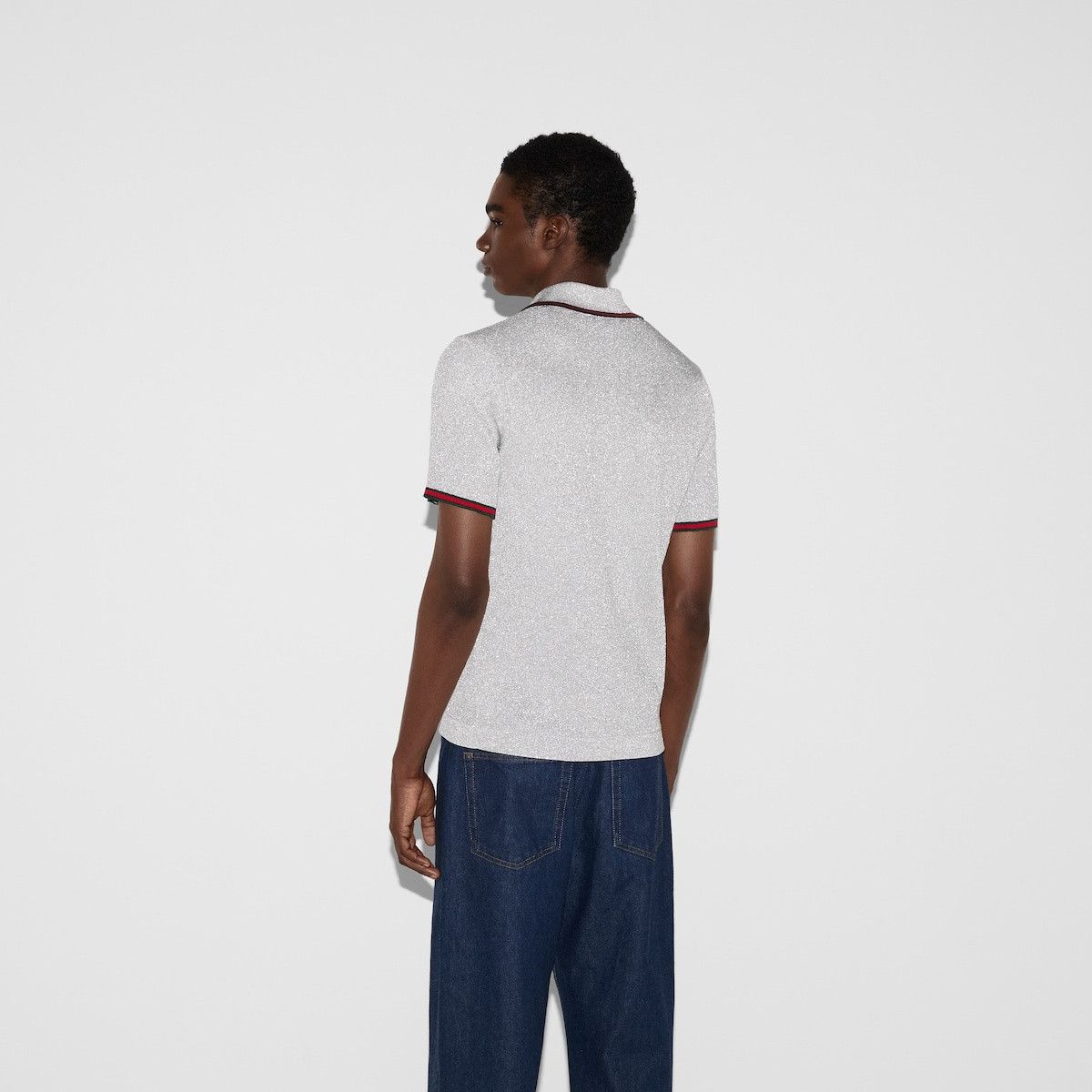Gucci o1loc1c0925 Lame Knit Polo Shirt in Gray Size US XL / EU 56 / 4 - 4 Thumbnail